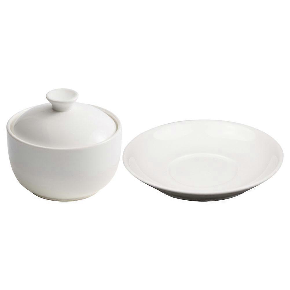 Stew Pot Ceramic Material Simple Style Round With Lid For Family Boiling Heat Retention 16.50X16.50X6.70CM 1 Set