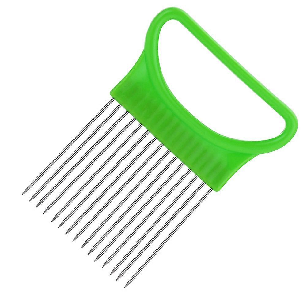 Stainless Steel Onion Holder with Comfortable NonSlip Handle for Vegetable Cutting and Holding 12Prong