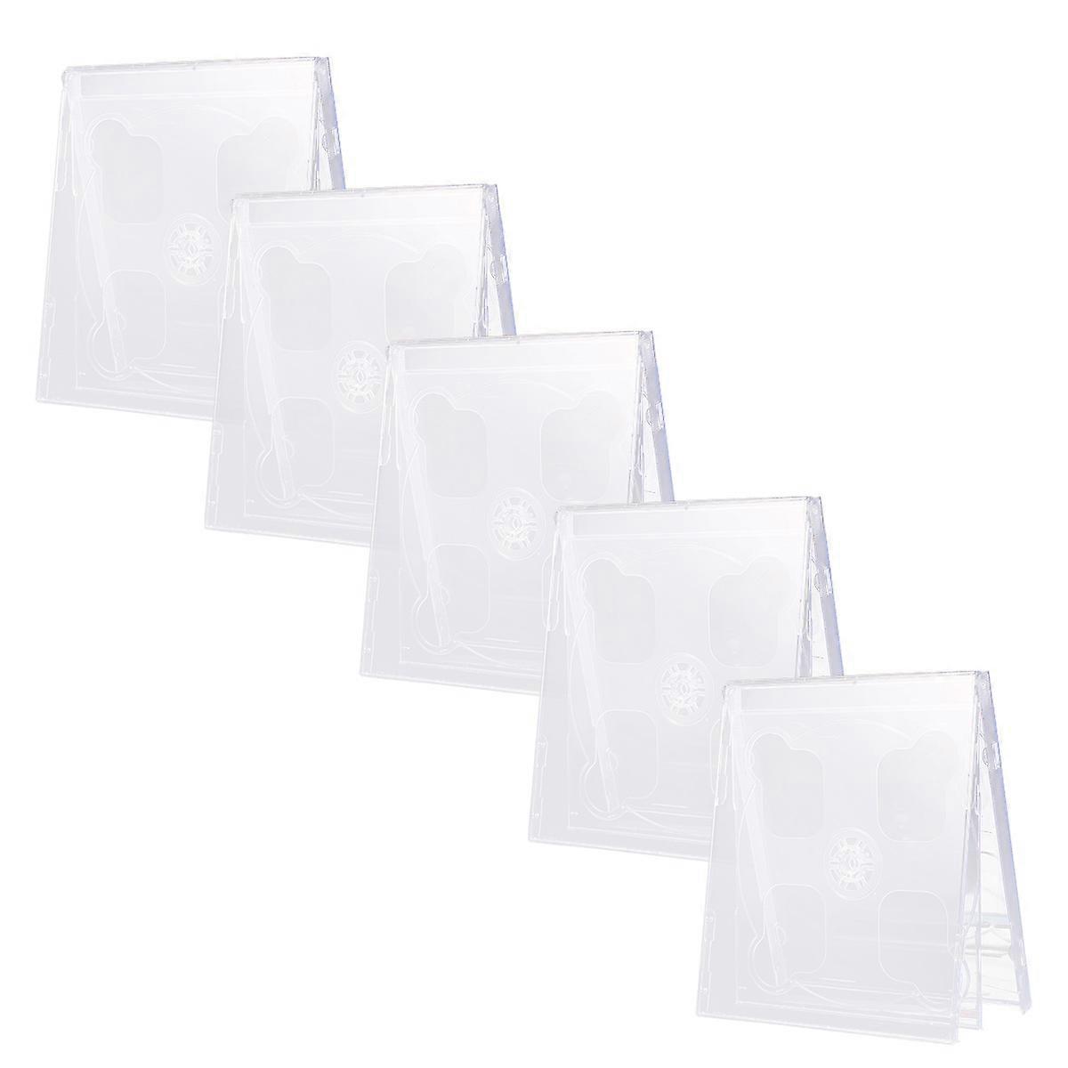 5pcs Dual CD Jewel Case with Clear Tray Standard Empty Replacement DVD Case Portable CD Package (Transparent)