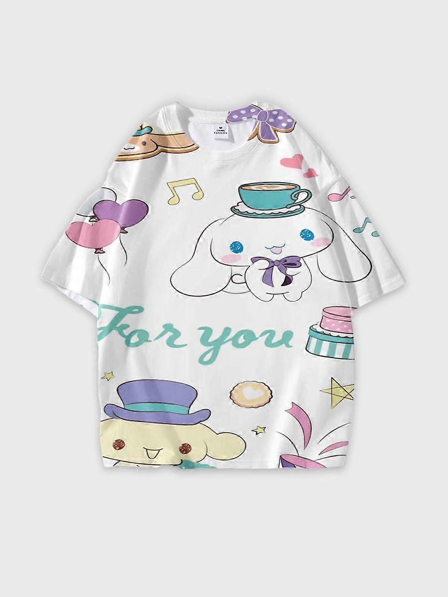 T-shirt round neck Cartoon Pattern loose short sleeve E2745