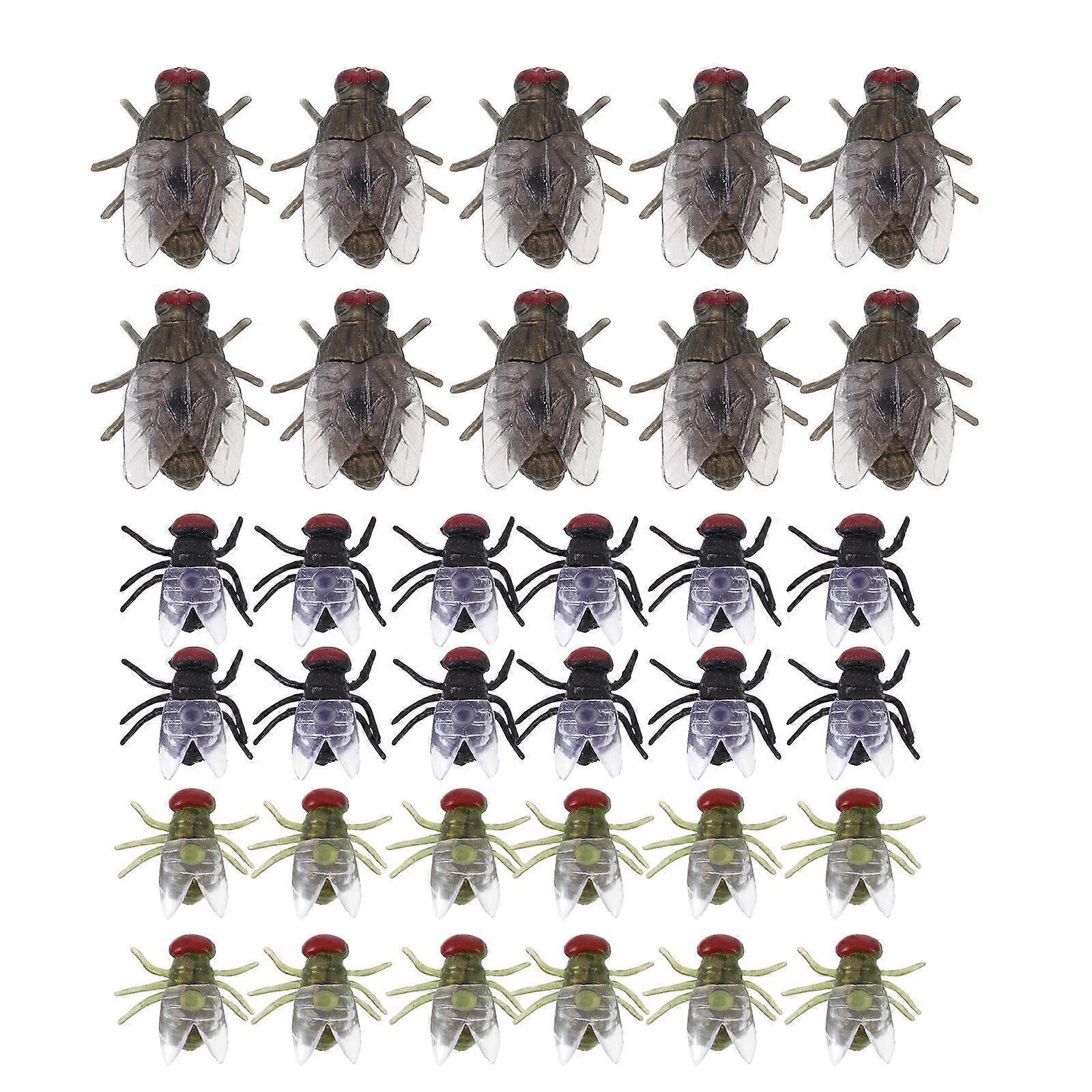 60pcs偽のblowflyいたずら玩具シミュレートされたハエのおもちゃハロウィーンのいたずらハエのおもちゃ