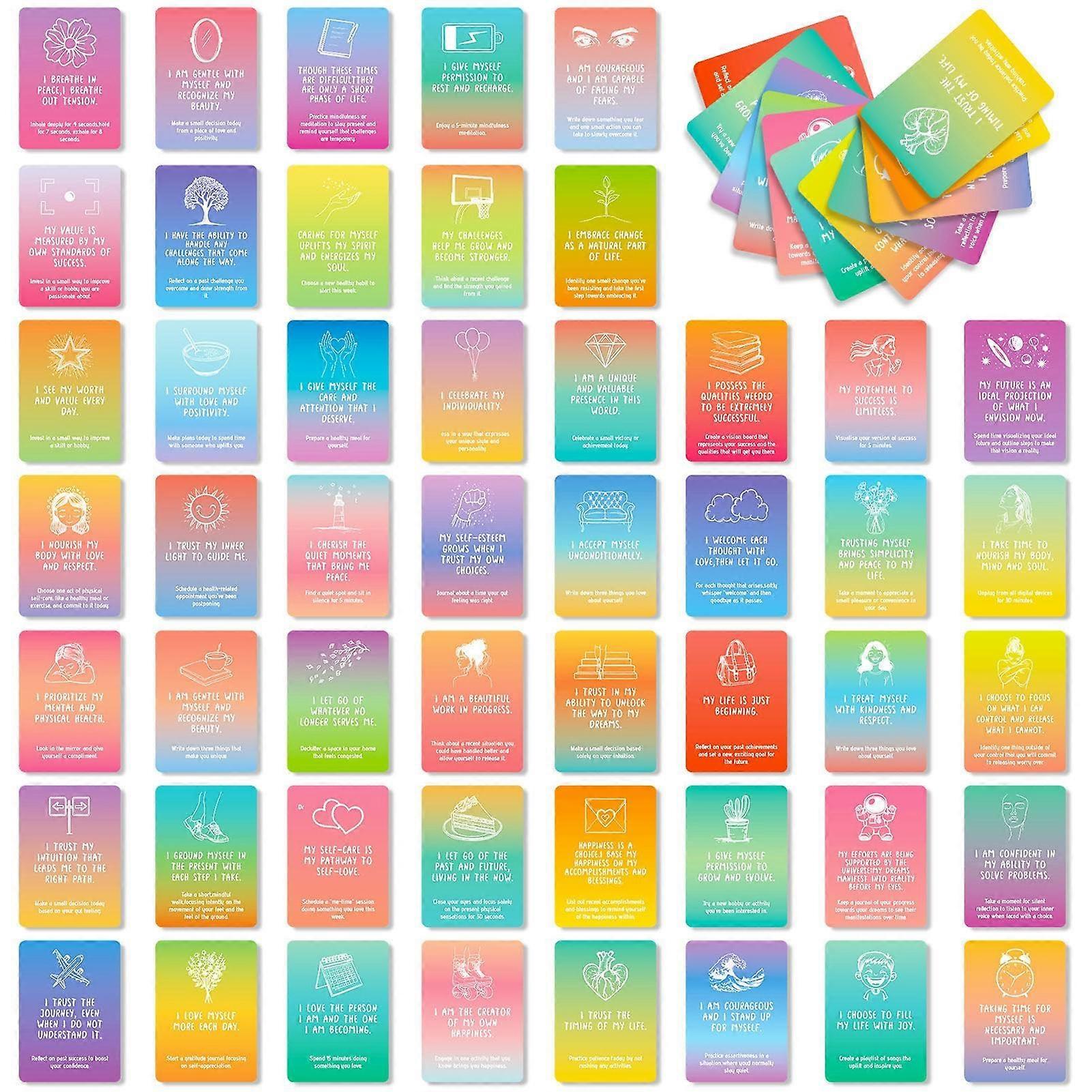 Affirmation Cards for Women - 50 Mindfulness Cards for Stress Relief with Inspirational Quotes for Adults and Teens