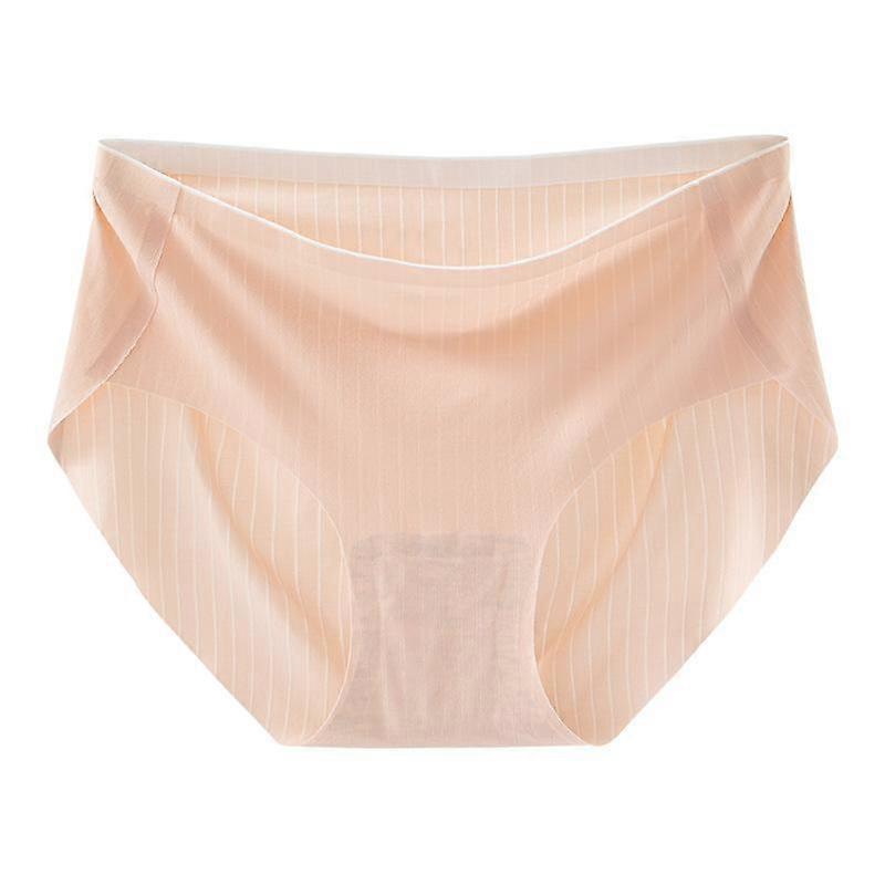 Ice Silk Panties Women's Underwear Seamless Peach Hip Mid Waist Antibacterial Bottom Crotch Breathable Comfortable Large Size Panties