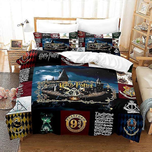 3D Digital Print Hogwarts Home Textile Bedding Three-Step Set HL10 180*200cm -ZHENV（180*200cm）