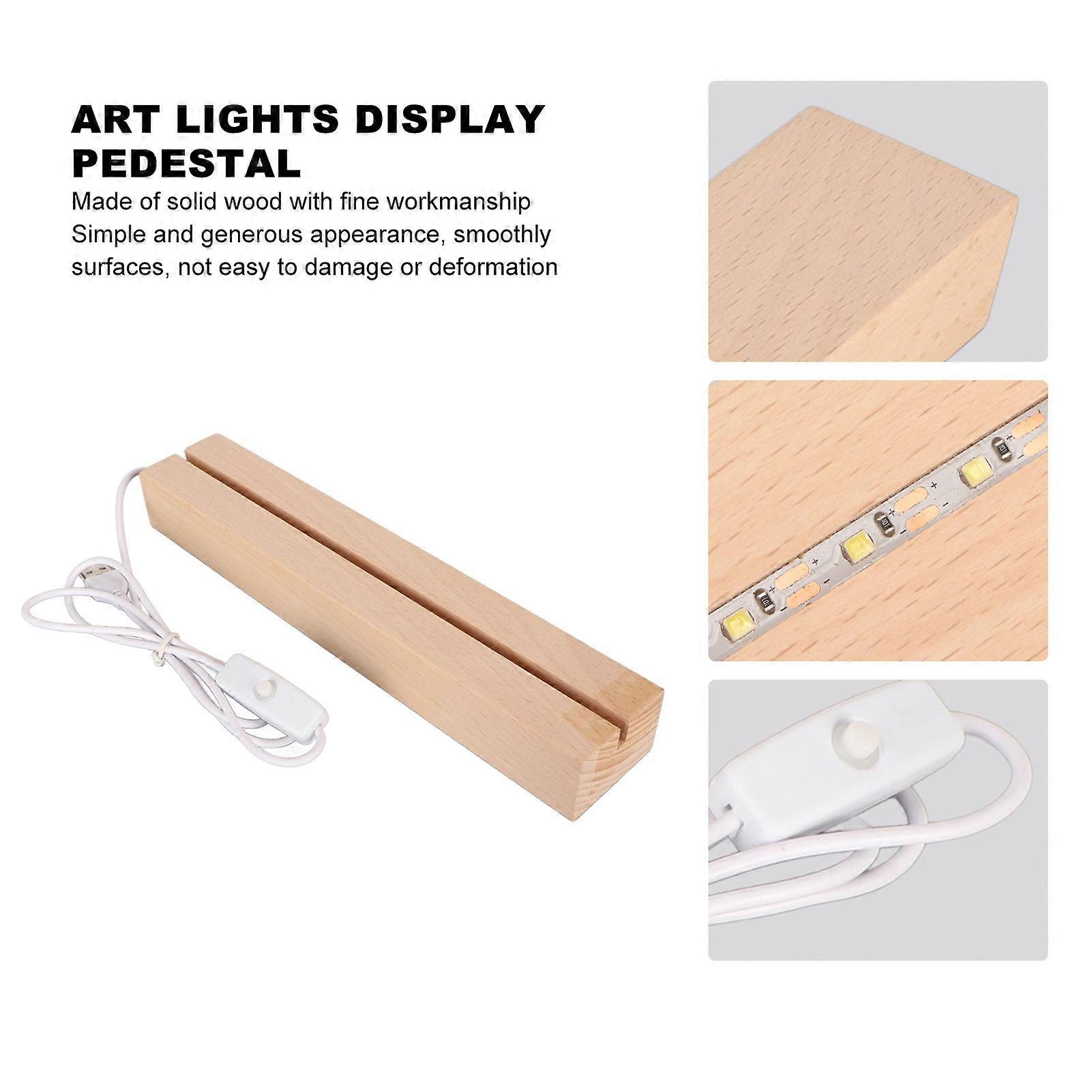 Rectangle LED Lights Display Bases Warm Light USB Interface Wooden Art Lights Display Pedestal for Crystal Glass Acrylic 24cm / 9.45in