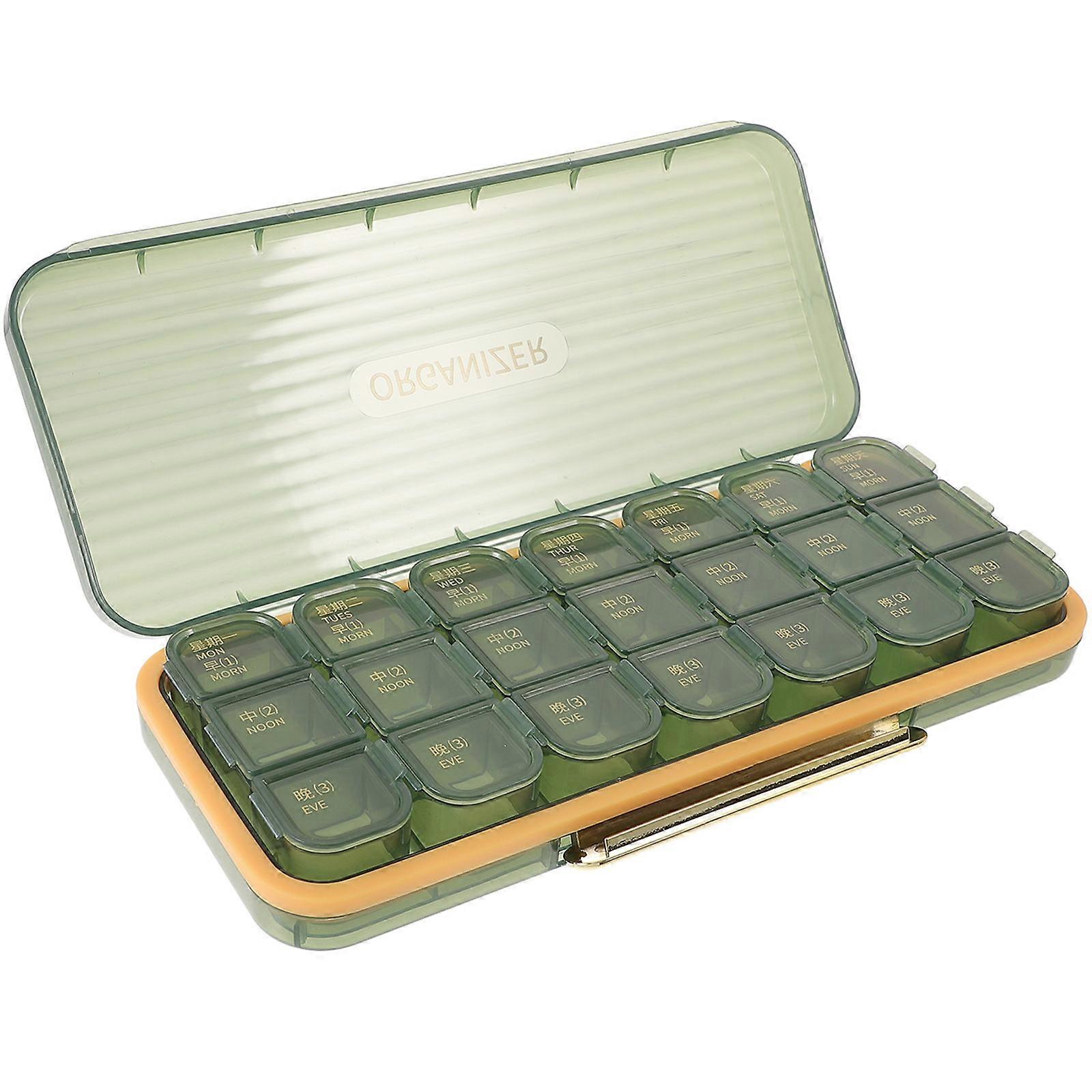 Compact Medication Box Daily Use Elders PP Material Portable Design Compartmentalized Style 1Set