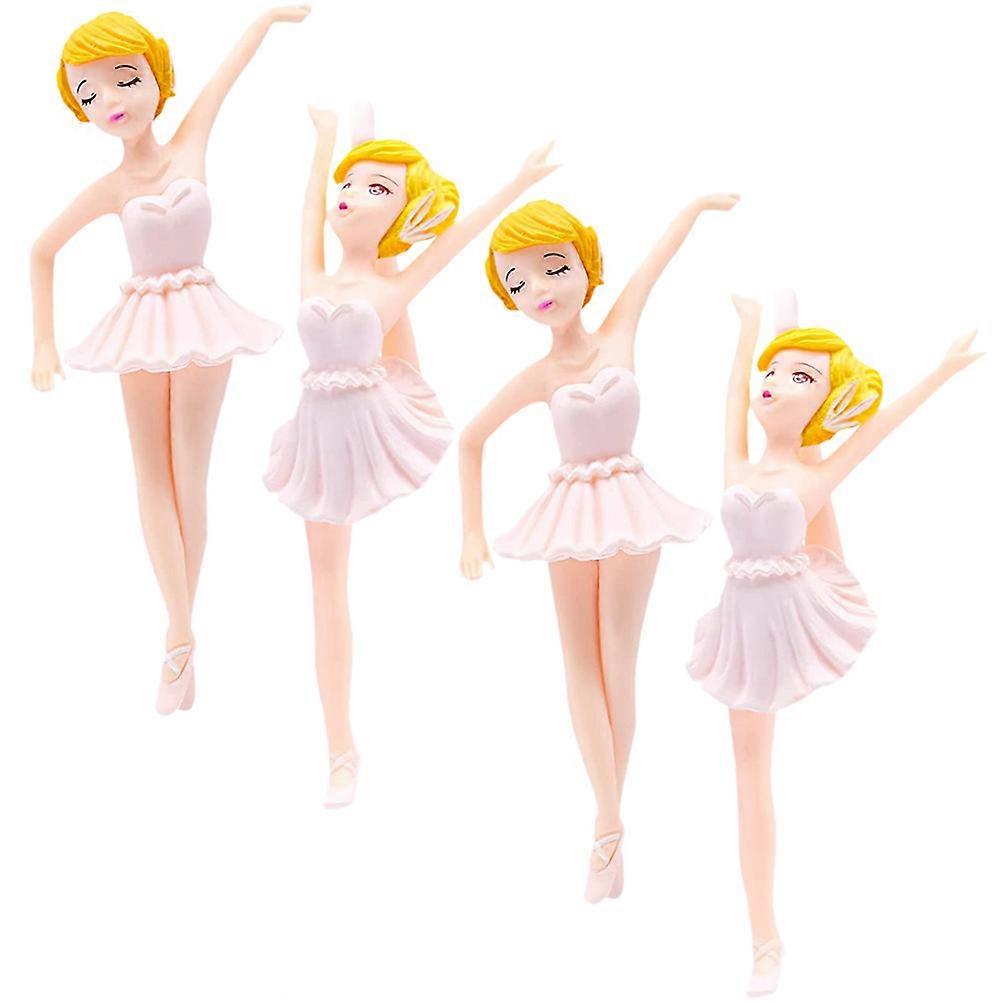 4pcs Elegant White Ballerina Cake Toppers Reusable Ballet Figurines for Birthday Party Decor & Dancing Theme