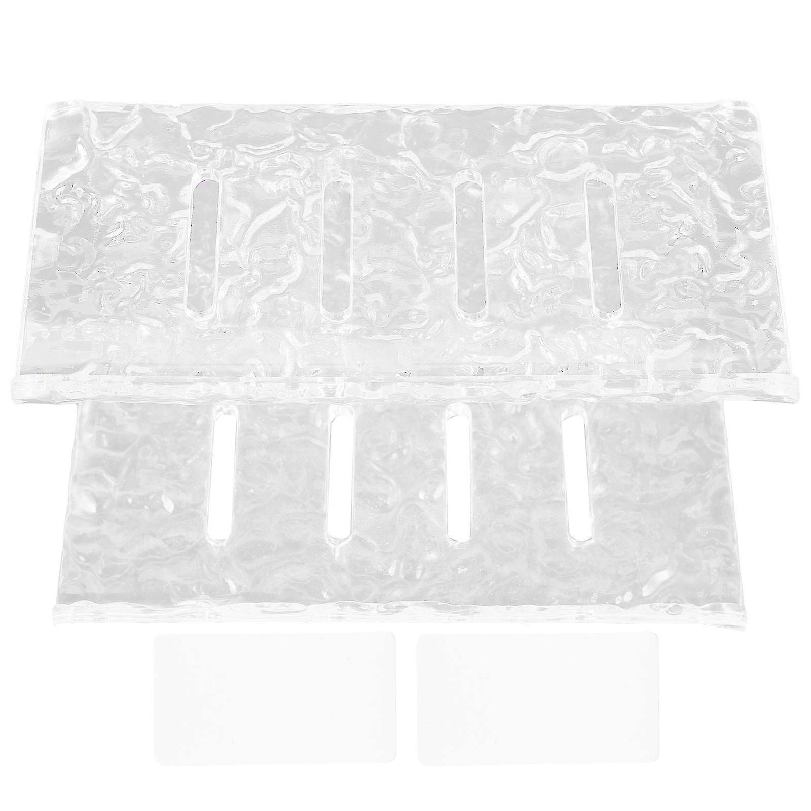 Acrylic Soap Dish for Kitchen with Doublelayer Design Transparent Wall Mounted Soap Holder 6.3x4.7x2.8 Inches