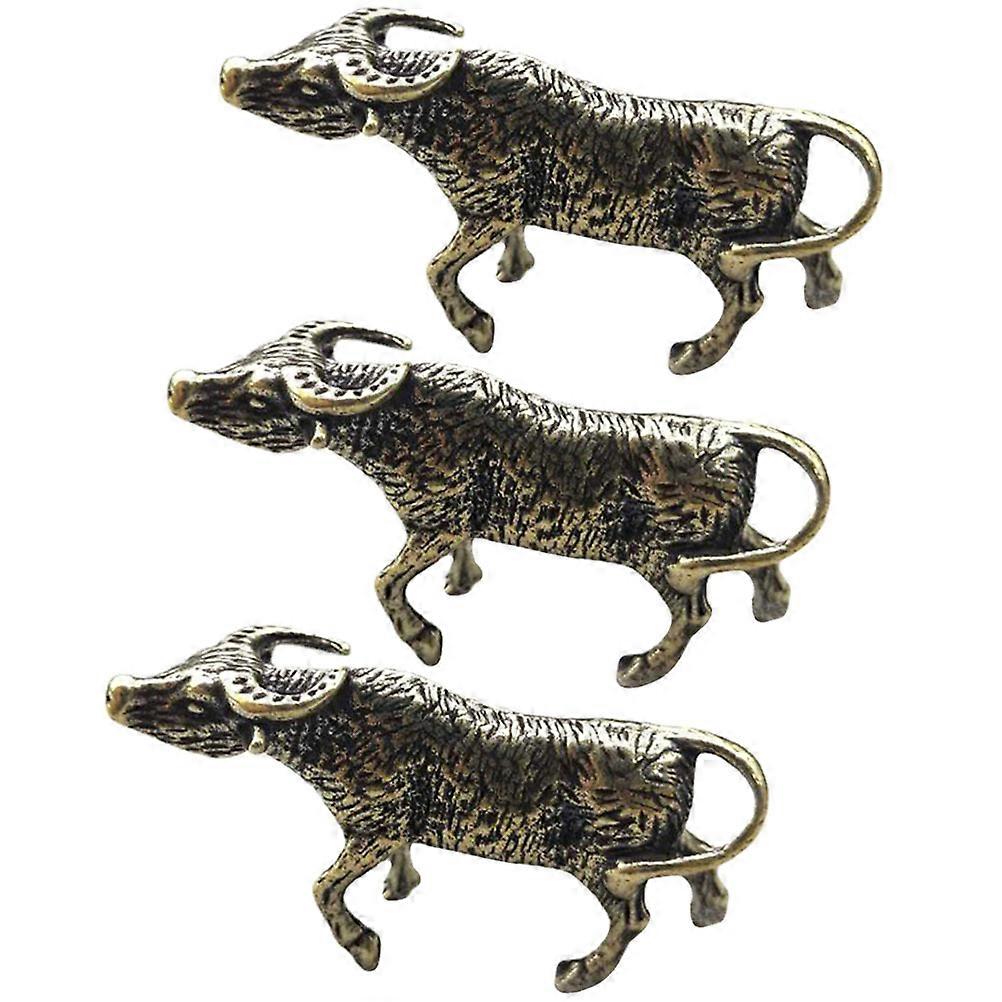 Retro Golden Brass Cattle Statue for Home Decoration and 3 Pieces Small Size