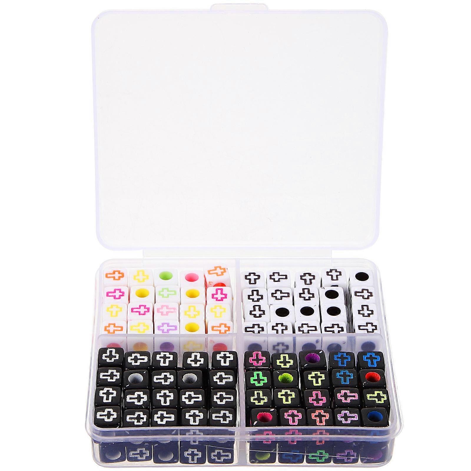 Acrylic Cross Pattern Beads for DIY Jewelry Making Assorted Color Lightweight and Durable 1 Box