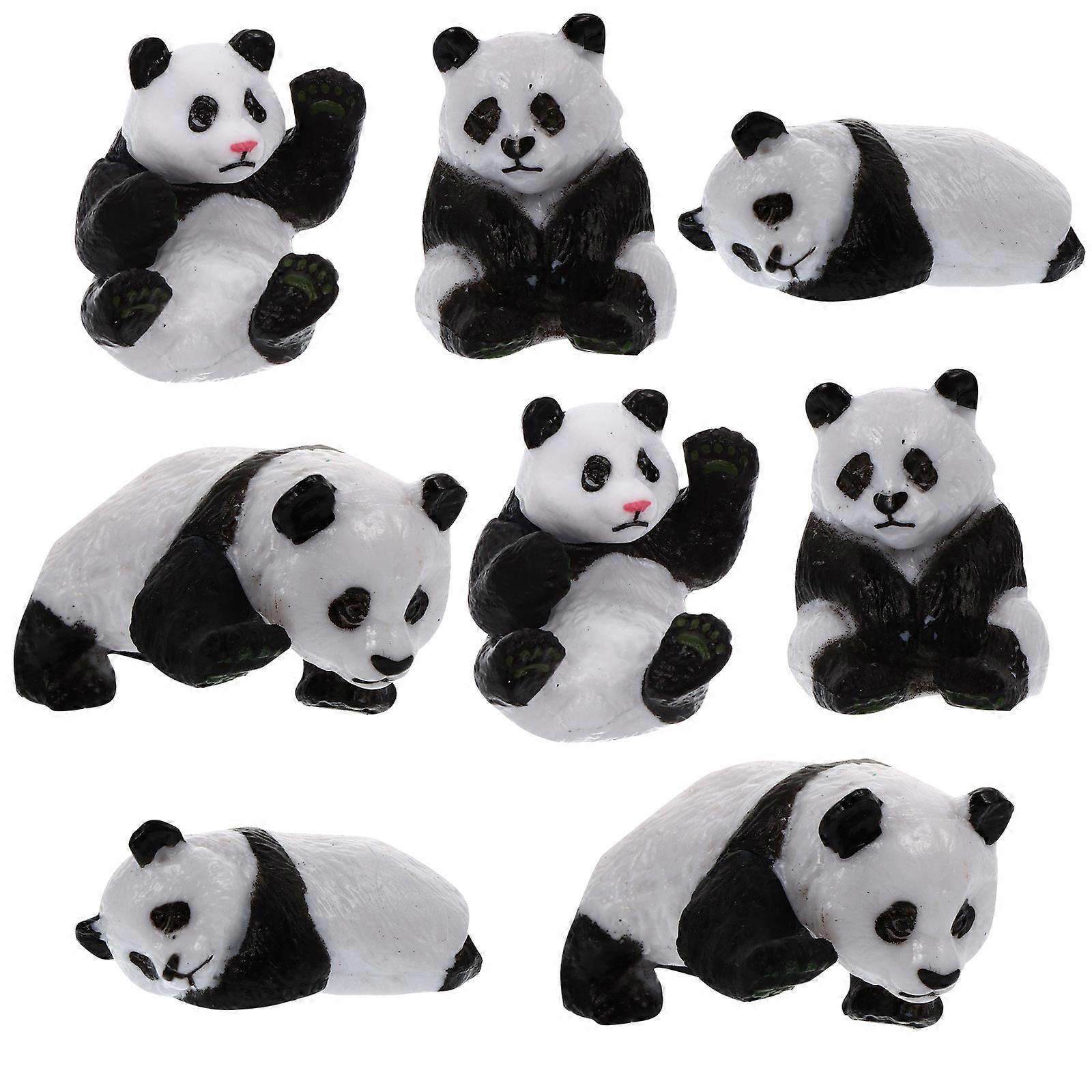 Panda Decor Mini Panda Models Bookshelf Adornment 4X2CM Micro World Decor 8Pcs