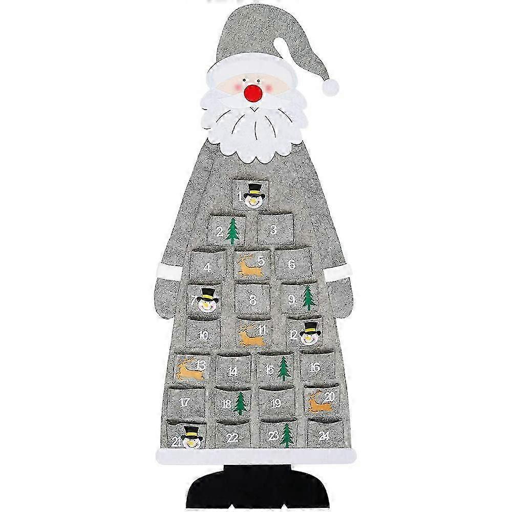 Christmas Felt Wall Hanging Calendar with Pockets Reusable Gray