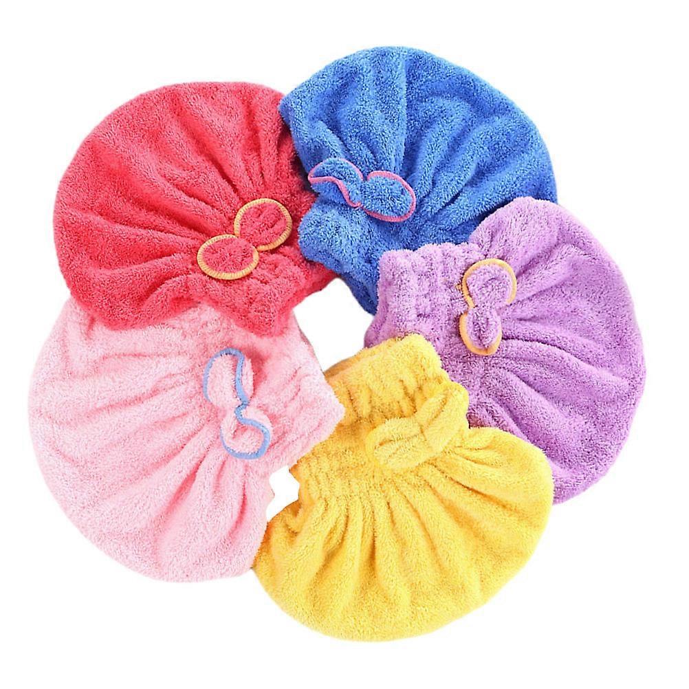Fluffy Bathing Cap 1 Set For Hair Drying In Bathroom Use Assorted Color Comfortable Fabric