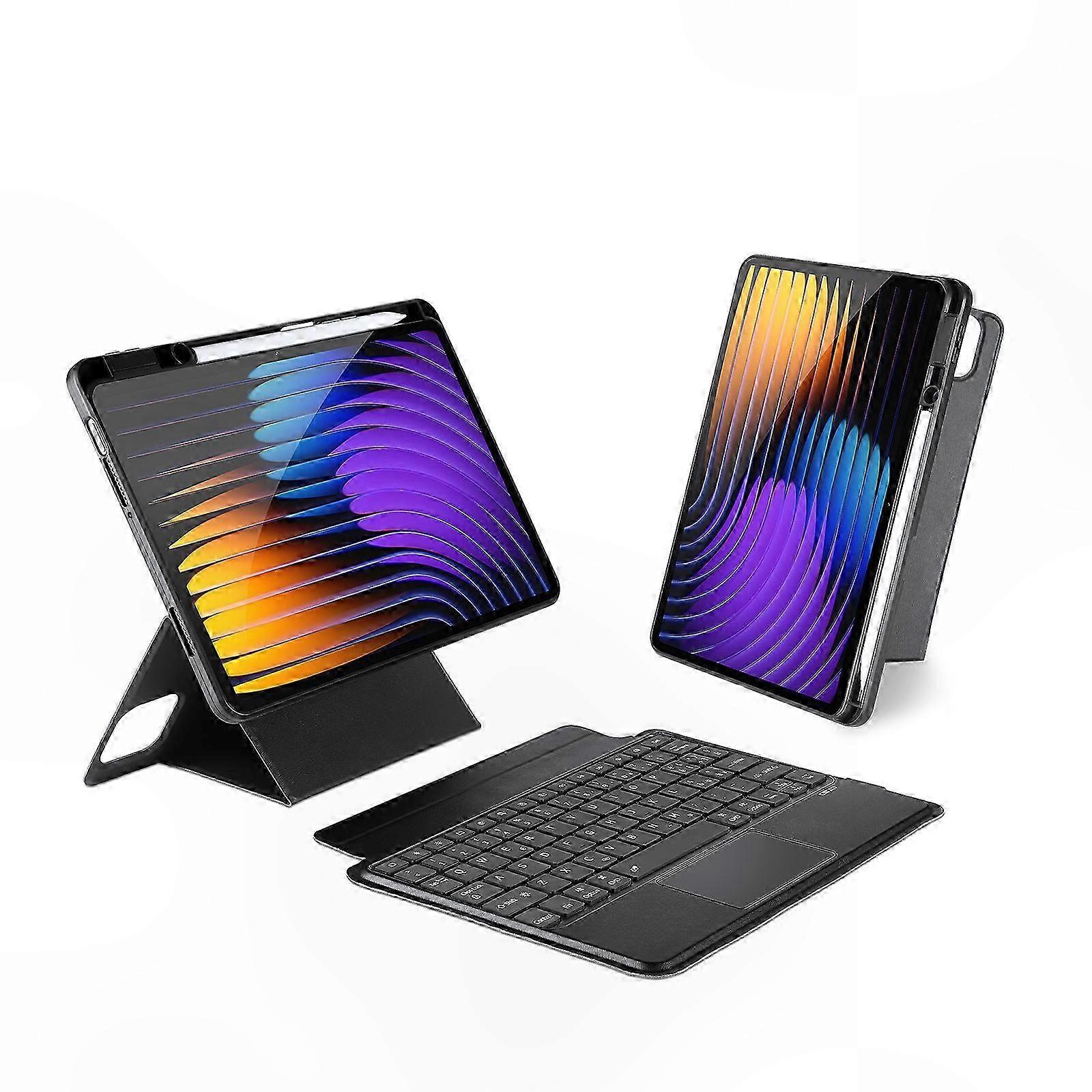 Bluetooth Keyboard Leather Case for 7 Pro Tablet with Backlight and Stand Function Compatible with Multiple Devices