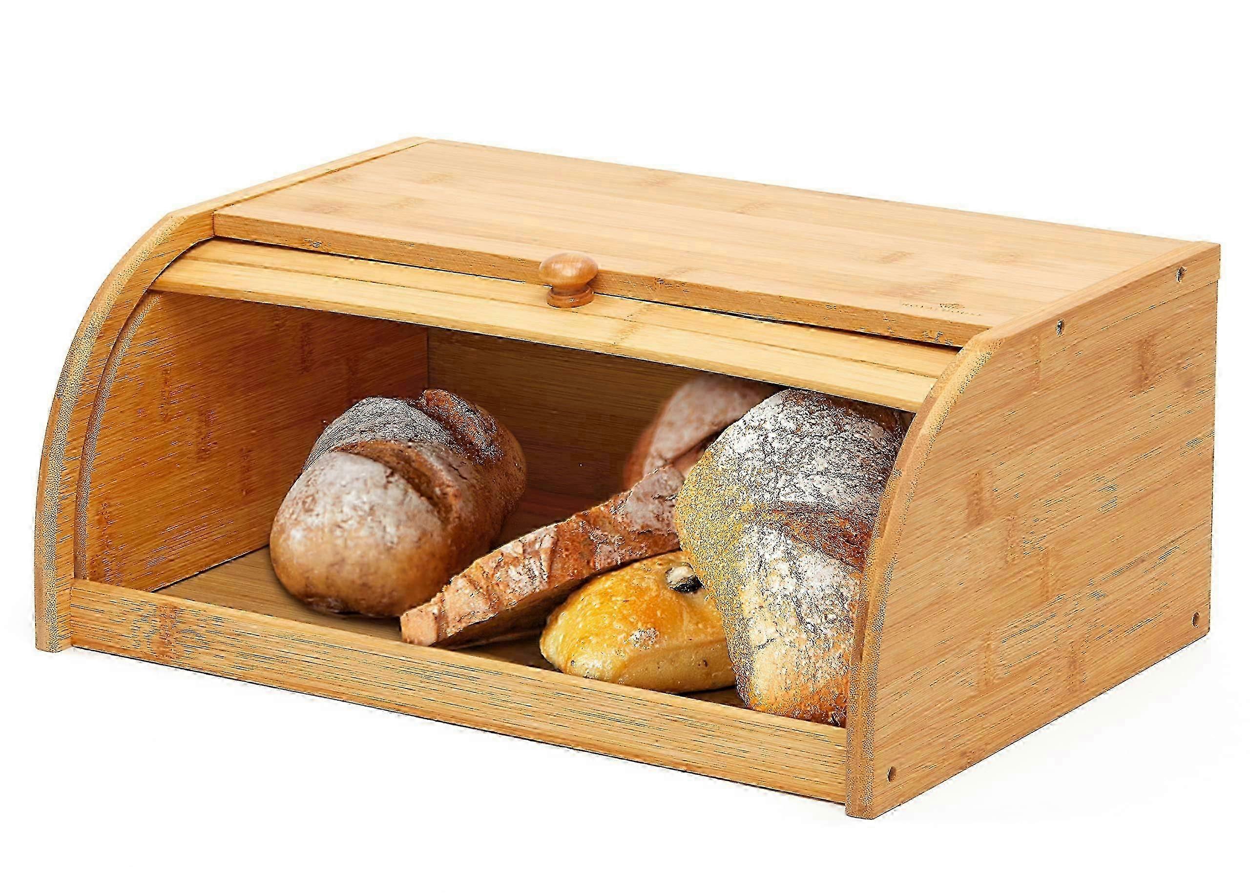 Natural Bamboo Roll-Top Bread Box, Assembly Required