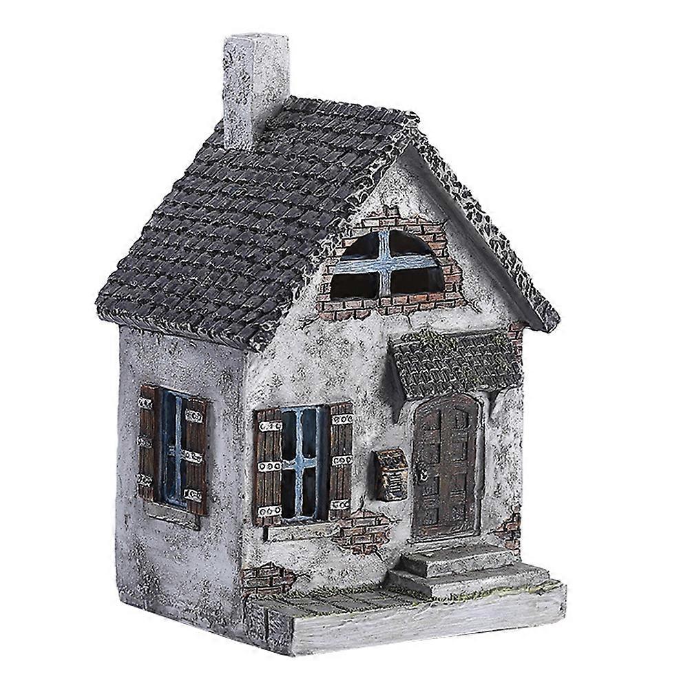 Micro House Resin Model Craft Grey Color Suitable For Yard Decor With Realistic Modeling 1Pack