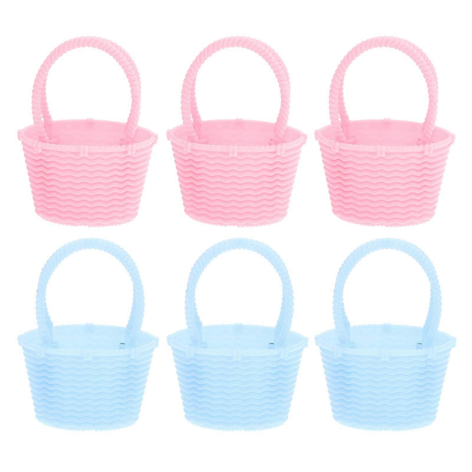 Plastic Storage Basket for Candy with 6Pcs Handheld Easter Egg Baskets