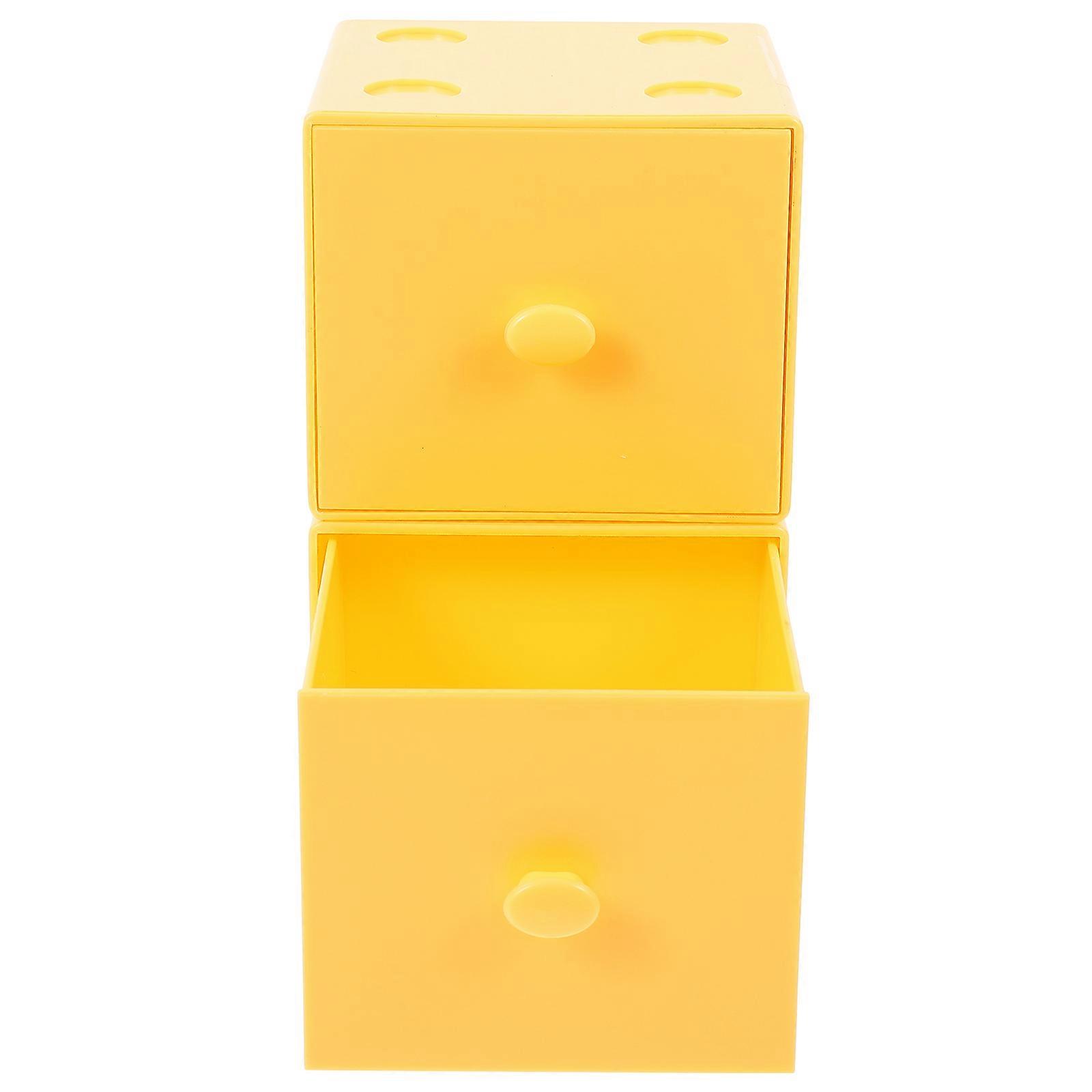 Yellow Stackable Organizer Drawers for Desk Made of Material with Dustproof Design 2pcs