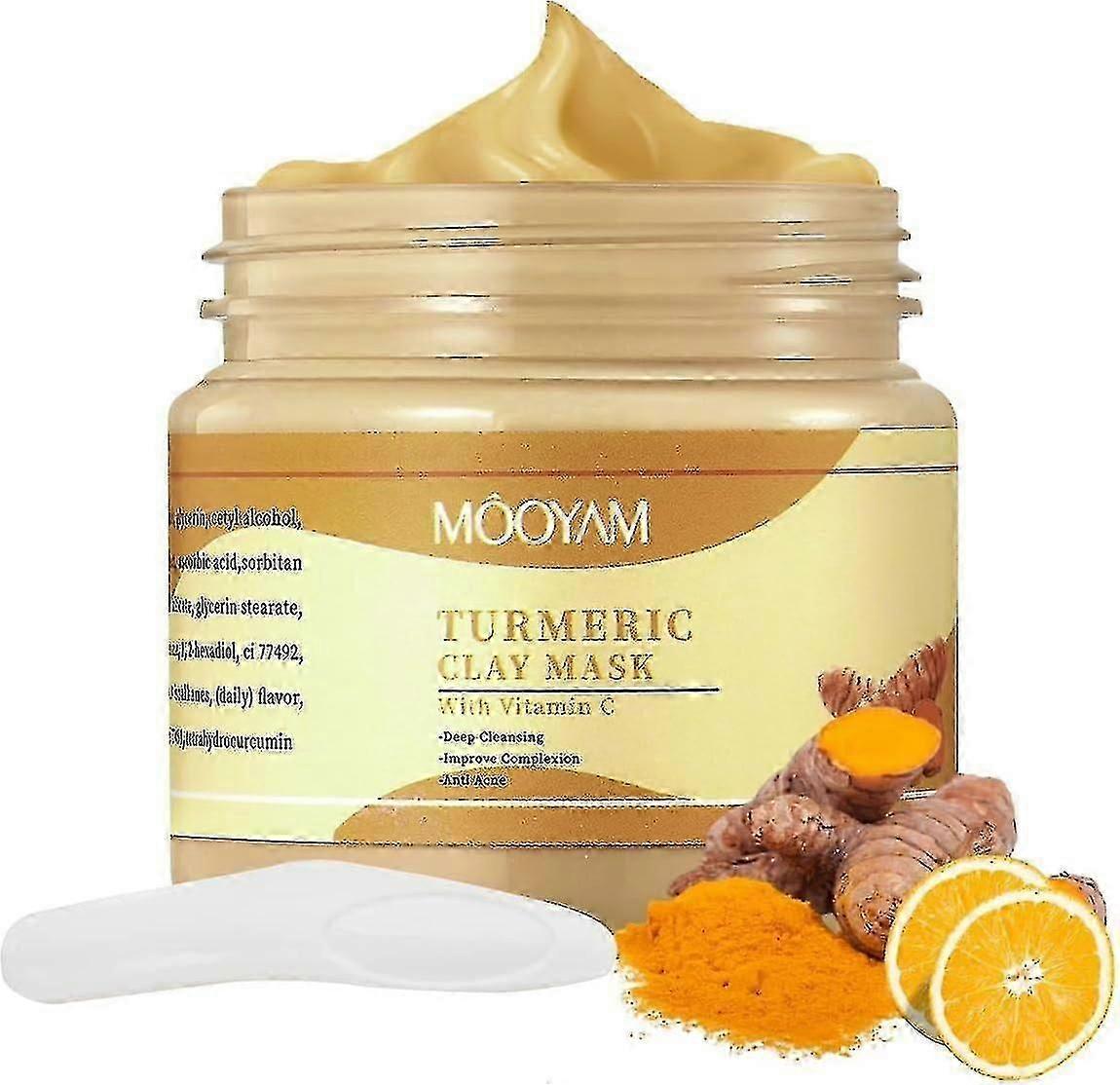 Turmeric Vitamin C Clay Face Mask, Super Purifying Clay Mask with Vitamin C, Clay Face Masks for Bri