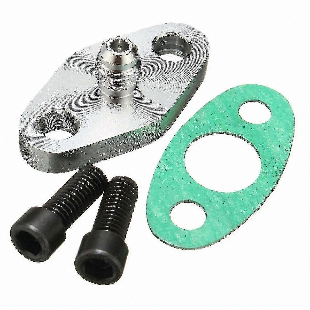 Oil Feed Line Flange Gasket Adapter 4AN for Turbo T3 T4 TO4E GT40R GT42 Compatible Fitting Inlet Connection Solution