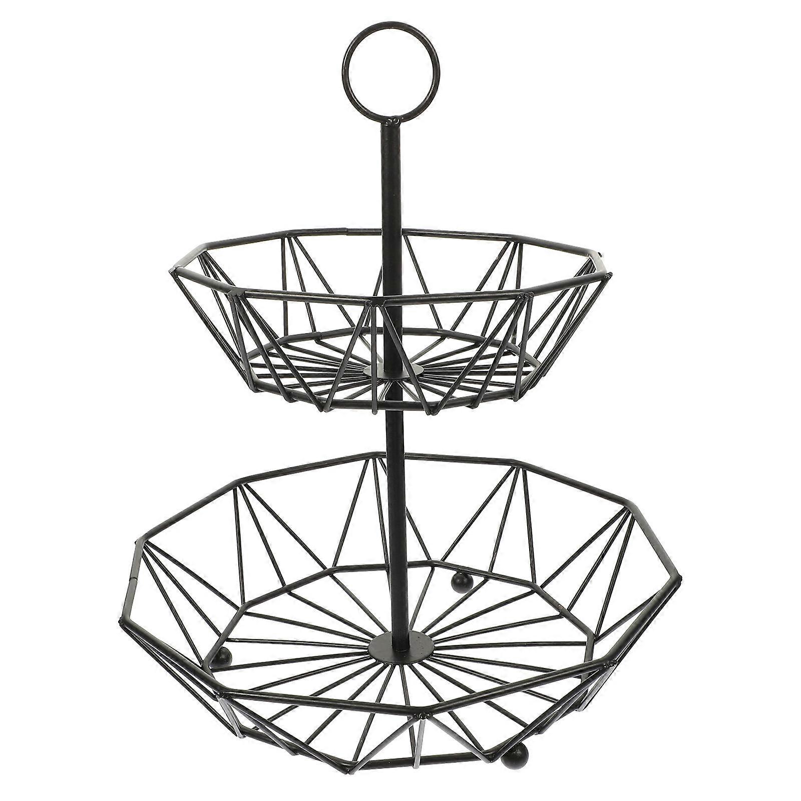 Iron Fruit Tray Serving Stand For Party And Restaurant Use With Modern Hexagonal Structure And Versatile Storage Function 1Pack