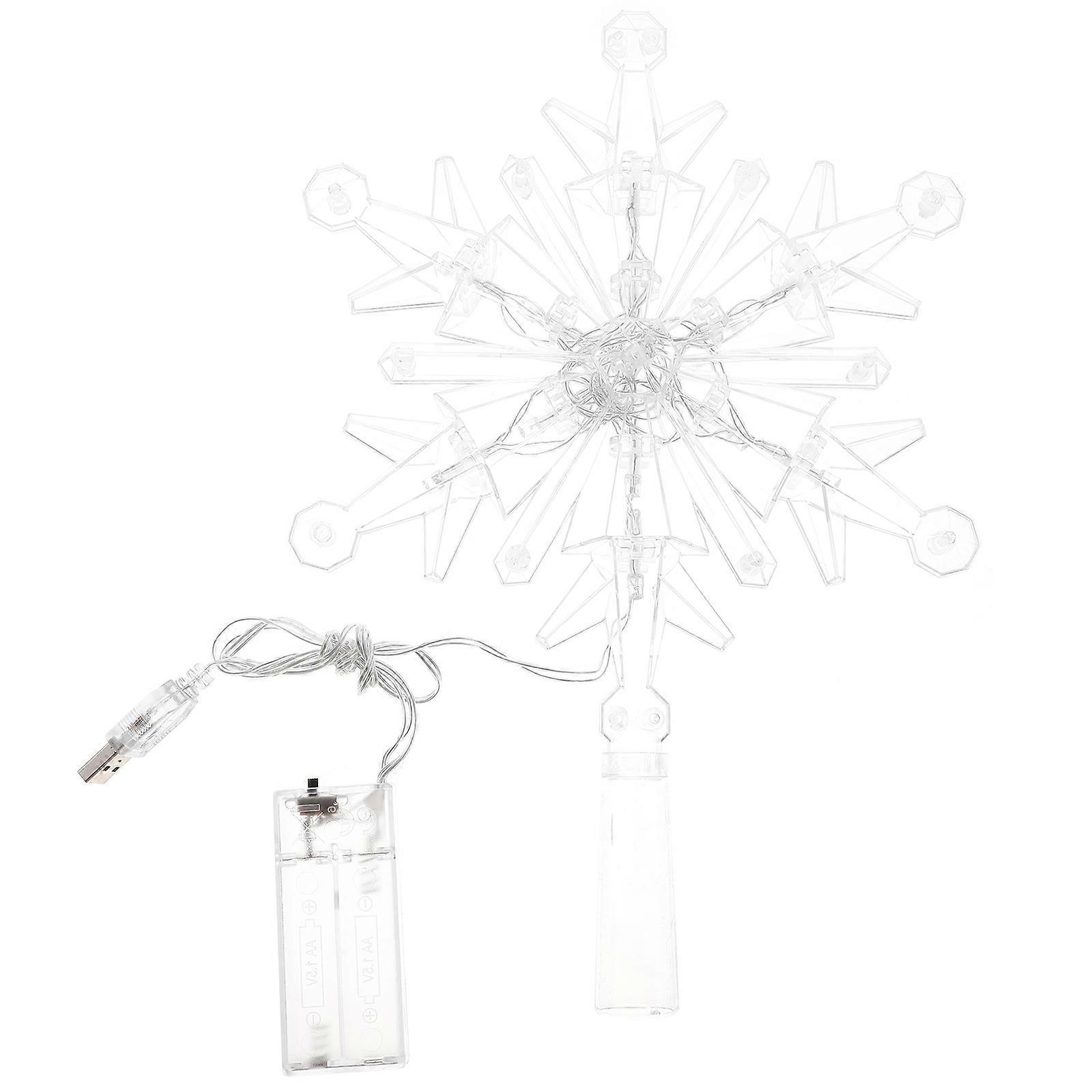 Lighted White Plastic Christmas Tree Topper for Party Use, Festive Xmas Tree Decoration 11.8 Inches