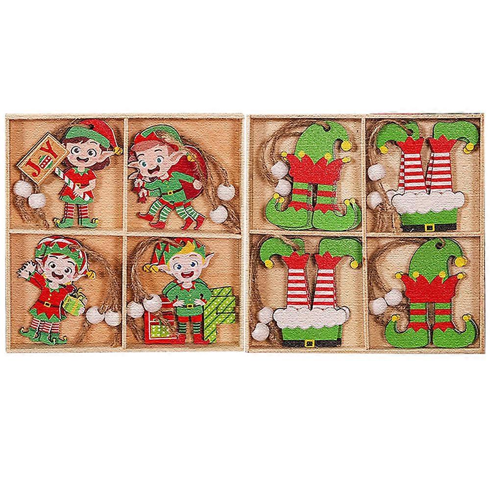 Colorful 16PCS Wooden Elf Hanging Ornaments for Christmas Tree Decorations, Lightweight Xmas Party Props for Holiday Celebrations