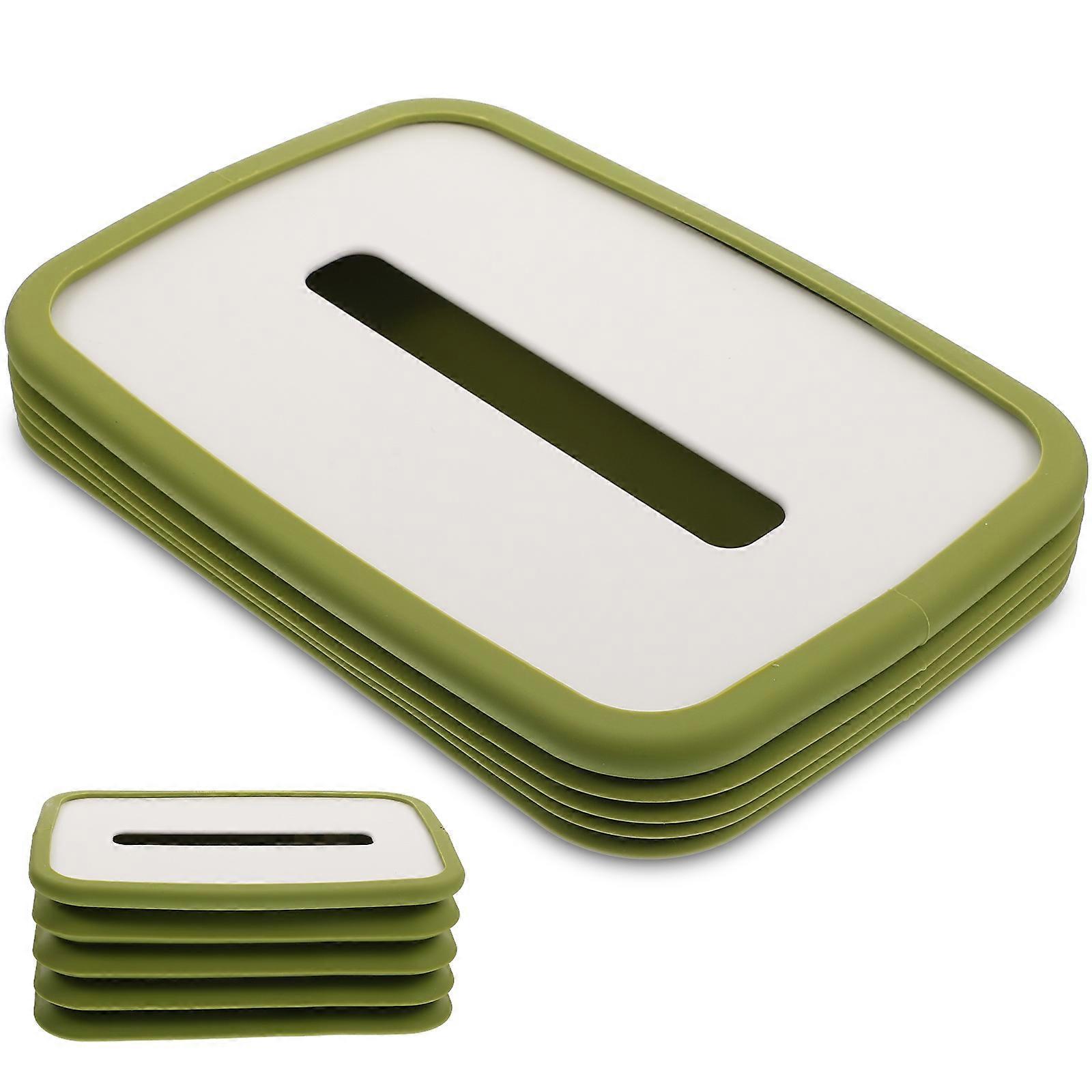 Silicone and ABS Tissue Box Green Color for Home with Folding Design and Decorative Touch 7.8 x 4.5 x 3.1 inches