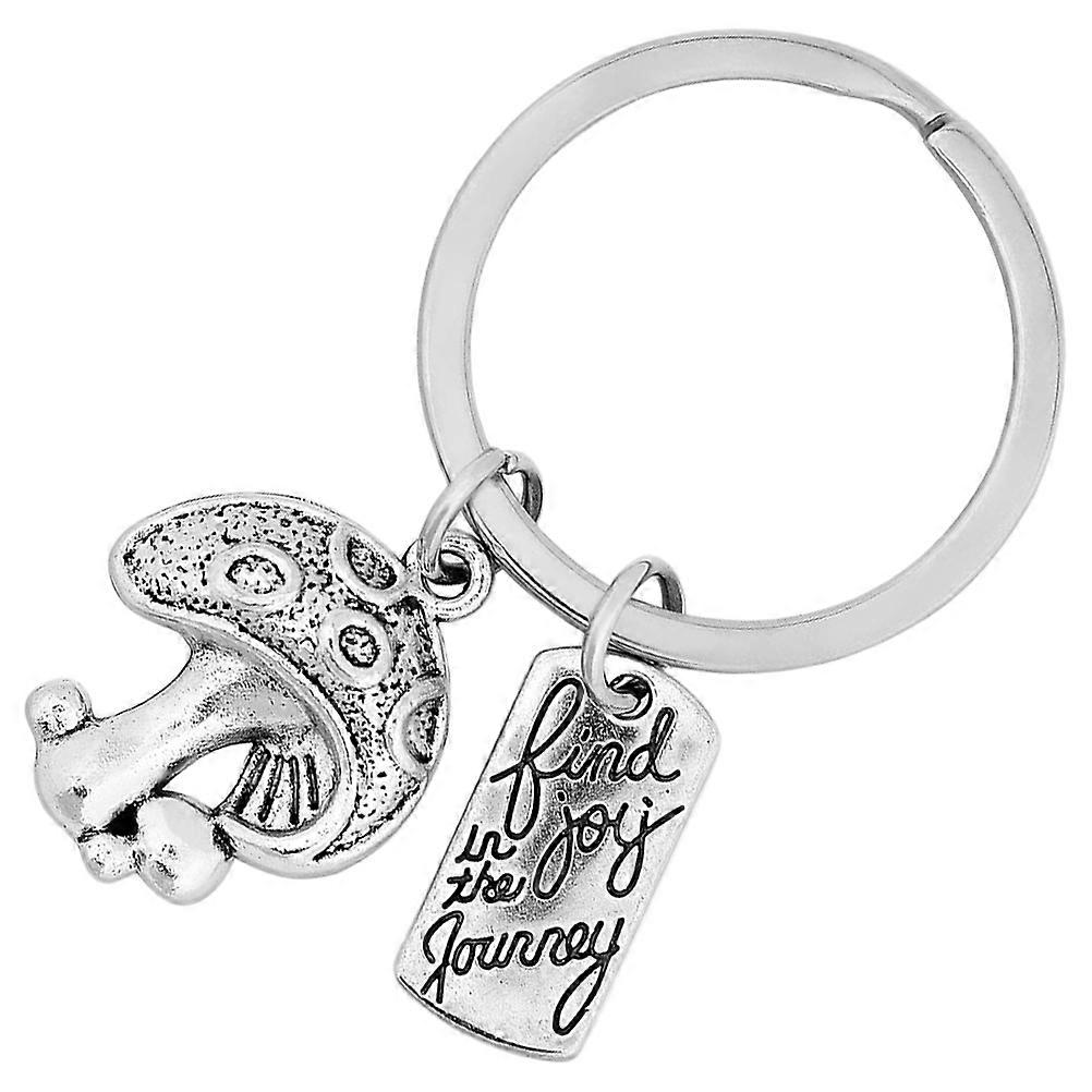 Mushroom Pendant Keychain for Handbag Backpack Decor Silver Alloy Charm Small Size Lightweight