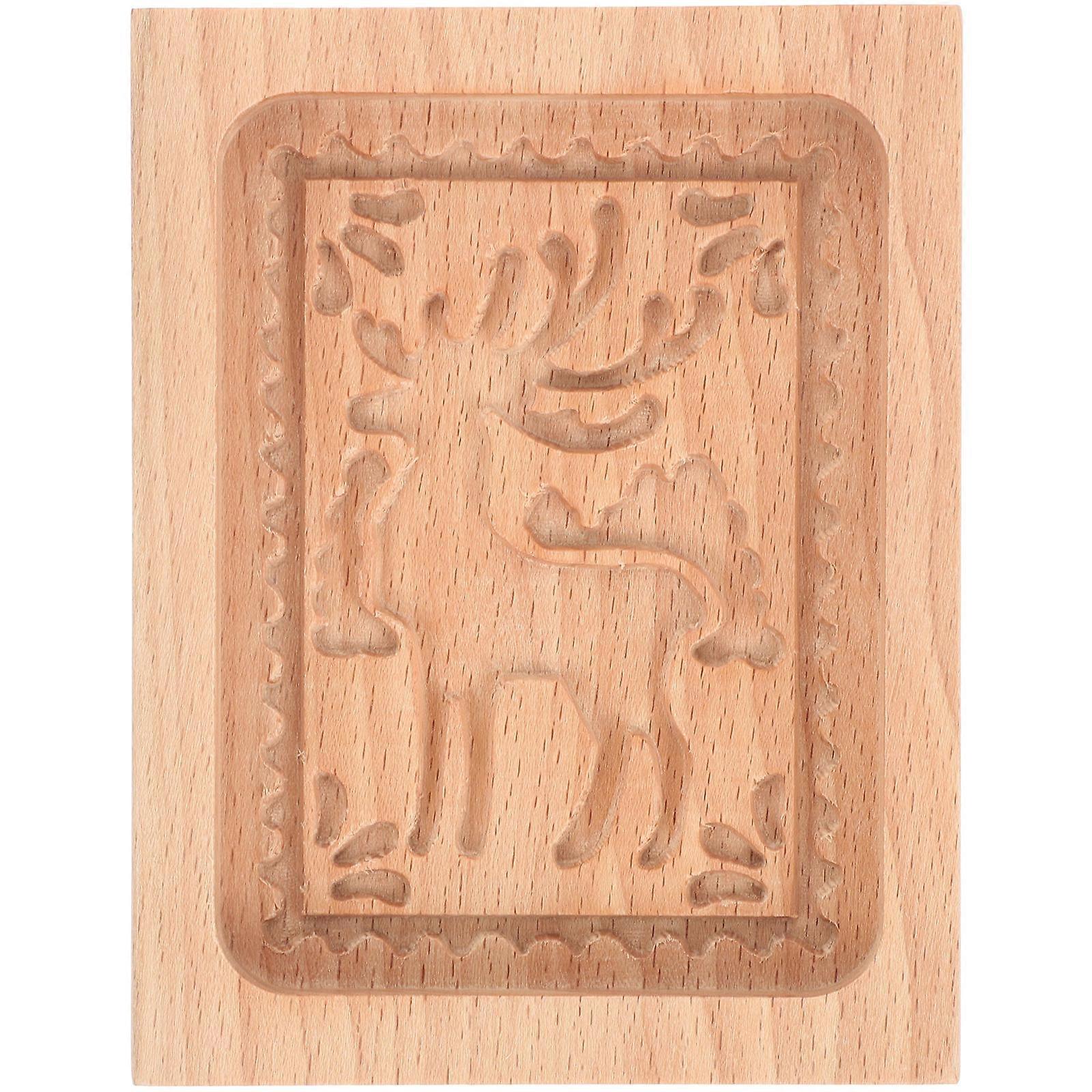 Wooden Biscuit Mold for Baking with Press Type Function in Light Brown Wood