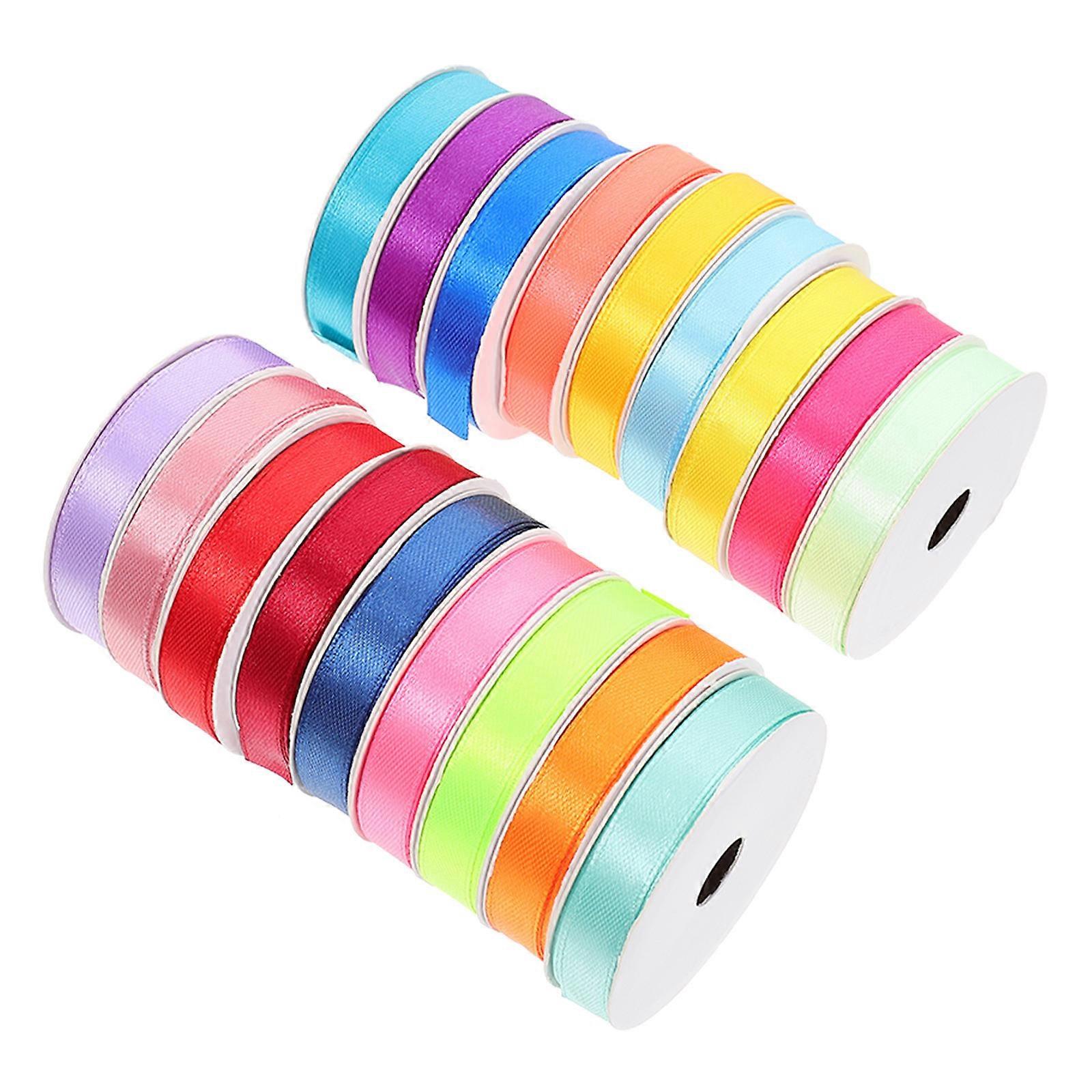 Fabric Ribbons For Craft Making Gift Wrapping Decorative Tools Multi Color 200cm X 1cm 18 Rolls Per Set
