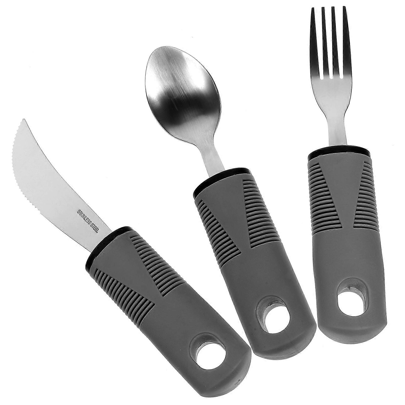 Adaptive Utensils Set For Disabled And Elderly Individuals With Tremble Proof Design In Grey Color 1 Set