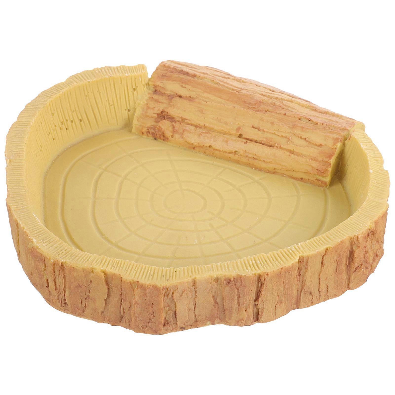 Reptile Food Bowl Dish For Crawler Breeding Box 15.5x15.5cm Simple Design Orange Holding Food 1Pcs