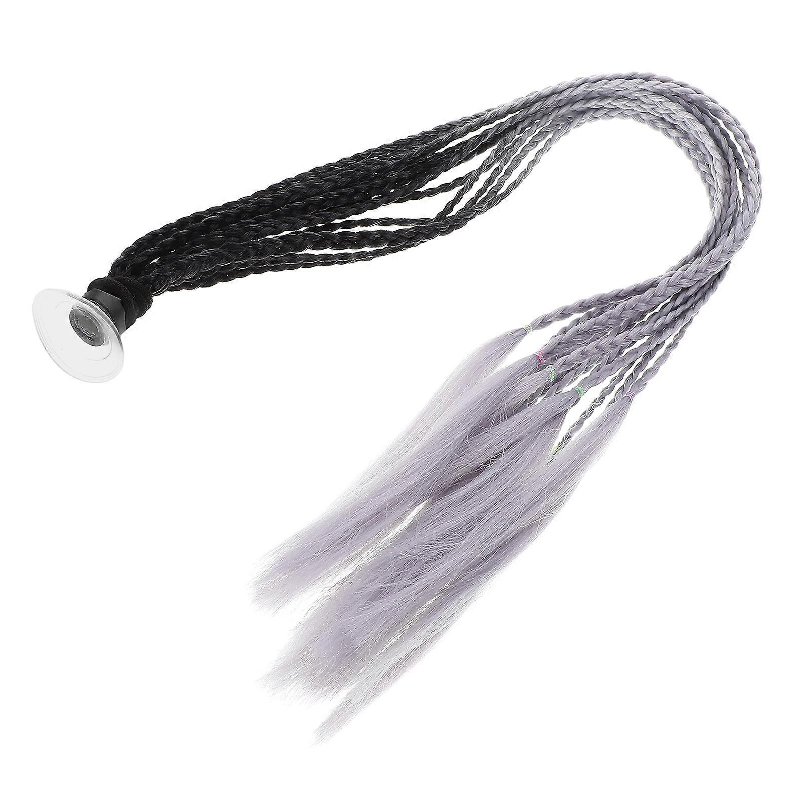 Hair Ornament Wig for Motorcycle Ponytail 1 Set Suction Cup Hair Decoration Gradient Braid Ponytail with Suction Cup