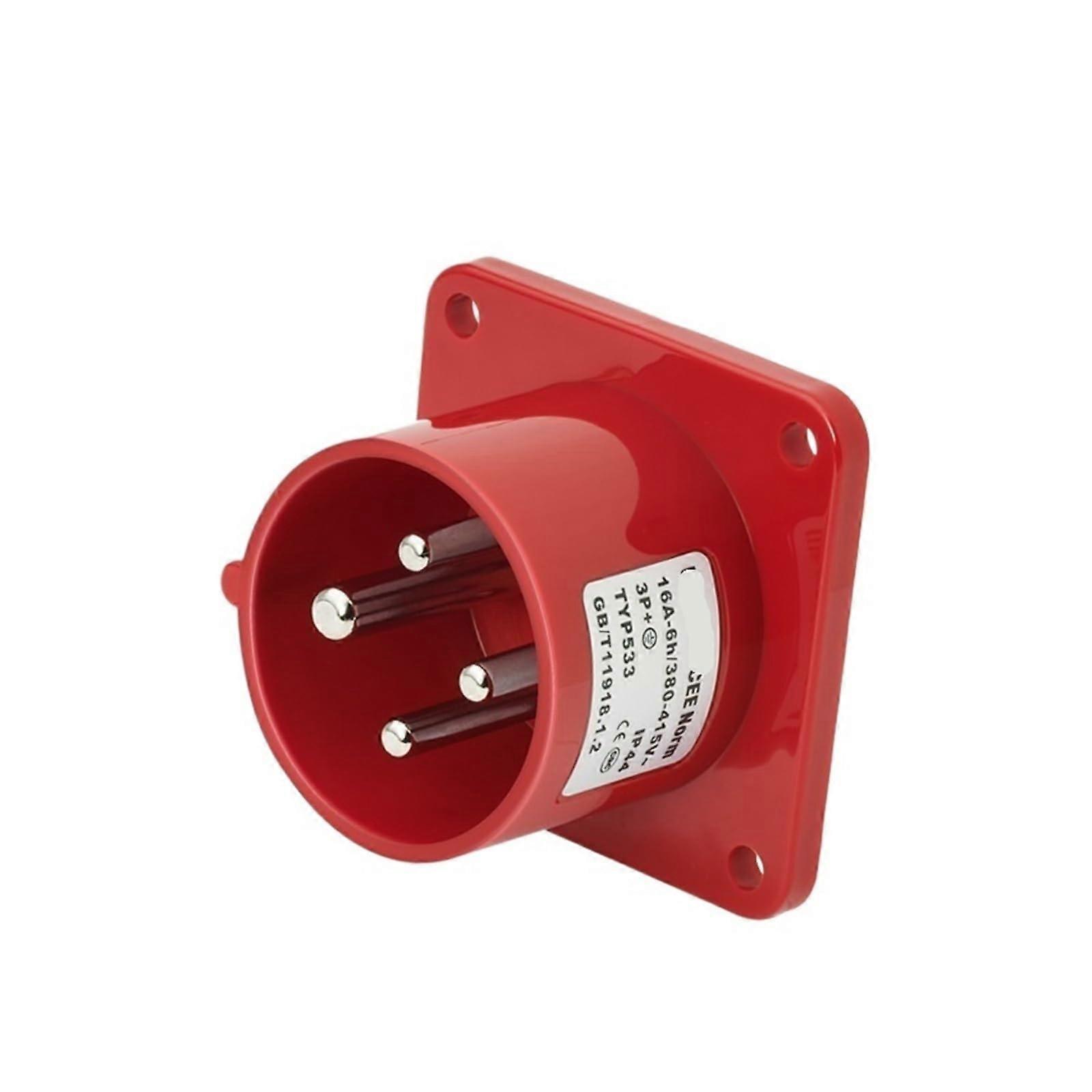 4-Pole 16A Waterproof Industrial Plug CEE, Concealed Straight Plug Model 6818TYP283, Black