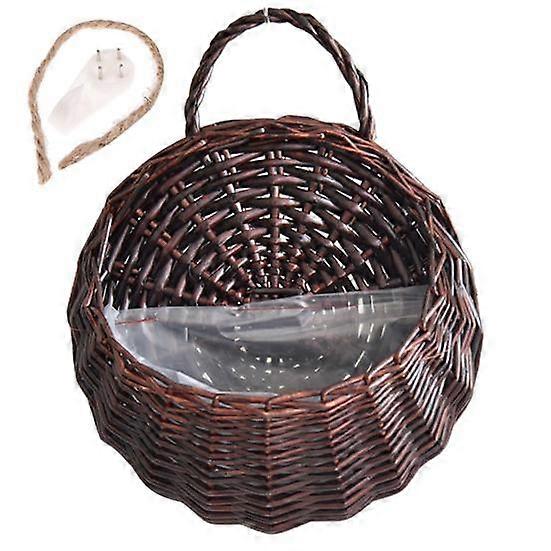 1 Set Flower Basket Handmade Weaving Multi-Function Rattan Wall Fence Hanging Pot Plants Holder for Garden