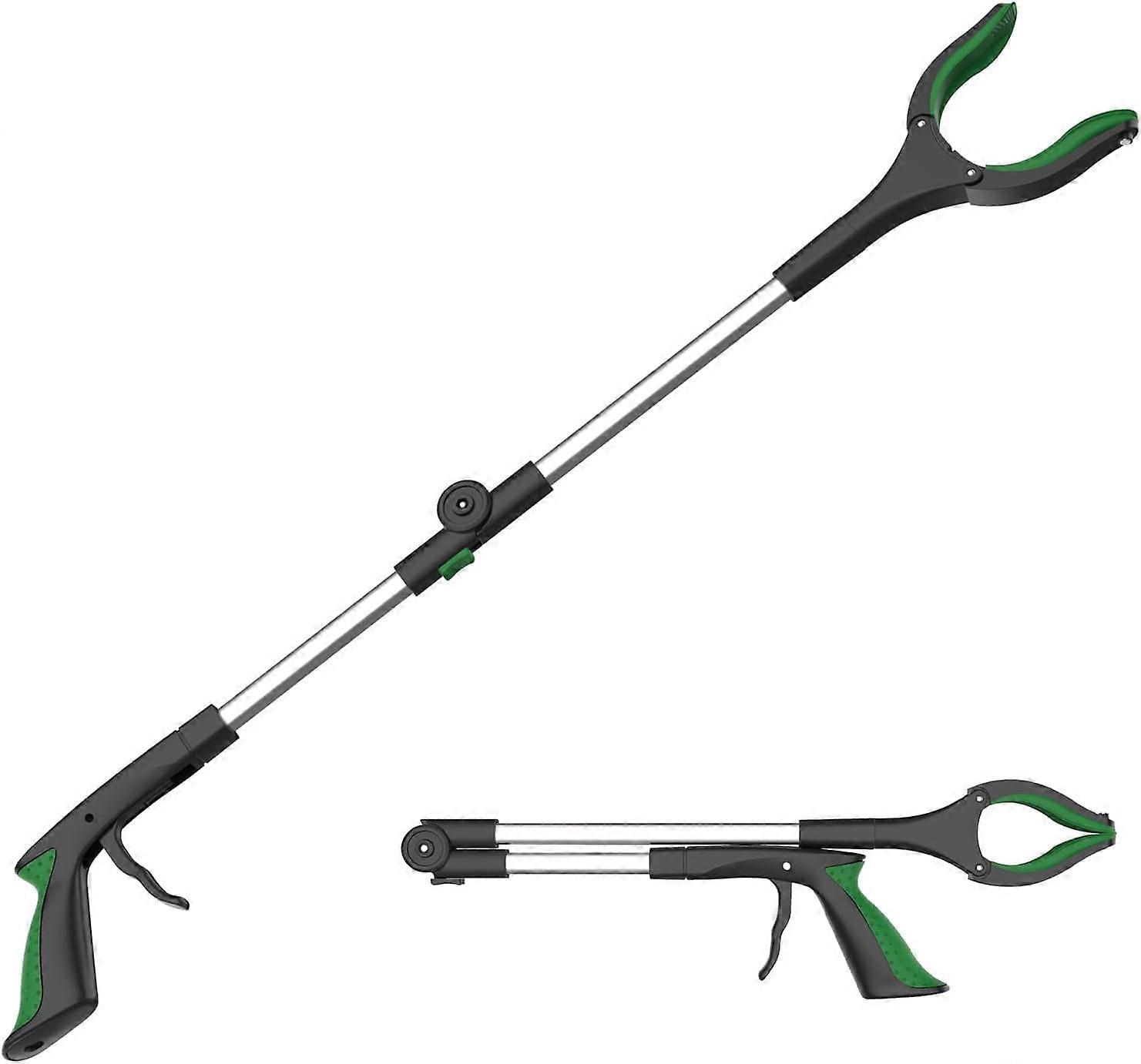 Reacher Tool 32 Inch Folding Pick Up Stick with Magnetic Tip and Rotating Rubber Jaw for Trash Pickup and Disabled Use