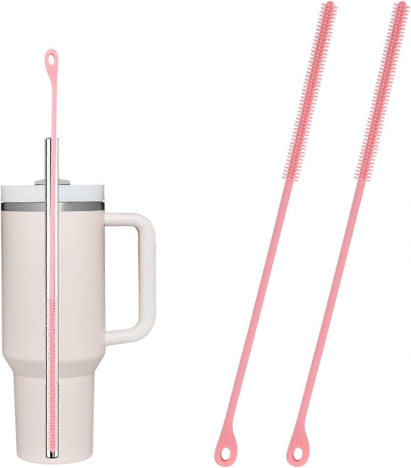 2pcs Silicone Straw Cleaner Brush, Extra Long Reusable Straw Bru