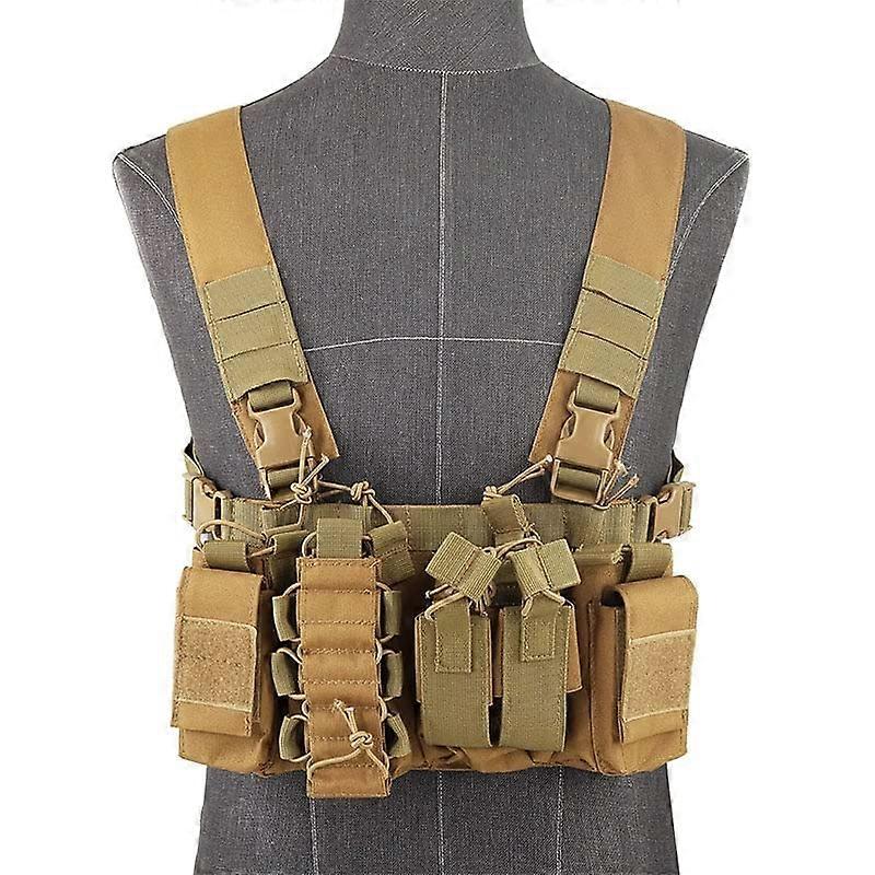 Tactical Chest Rig Magazine Pouch Camouflage Ammunition Carrier Clip - MOLLE Compatible, Airsoft Gear, Adjustable Size