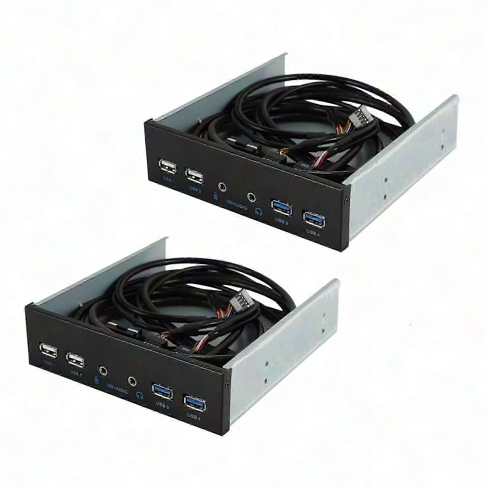 2pcs 5.25" Internal USB Hub for PC Case - 2x USB 3.0 & 2x USB 2.0 Front Panel Ports
