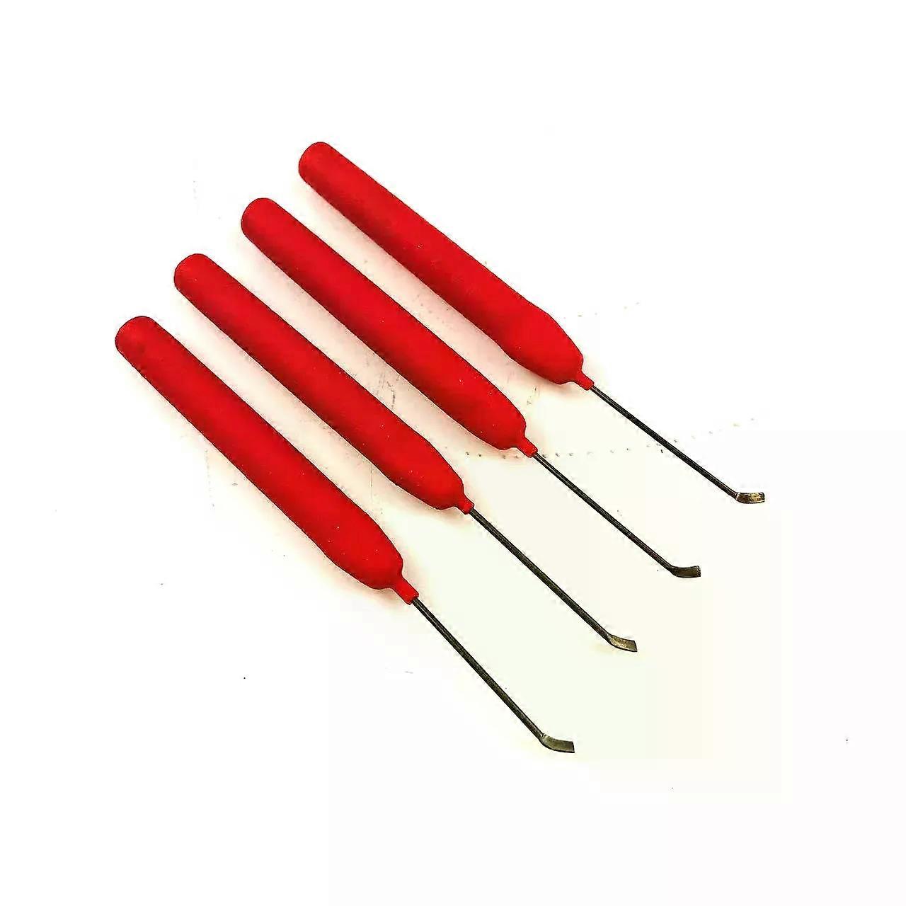 4pcs Red Handle Flat Door LockPick Tools Stainless Steel Locksmith Tools Home Hardware Tools