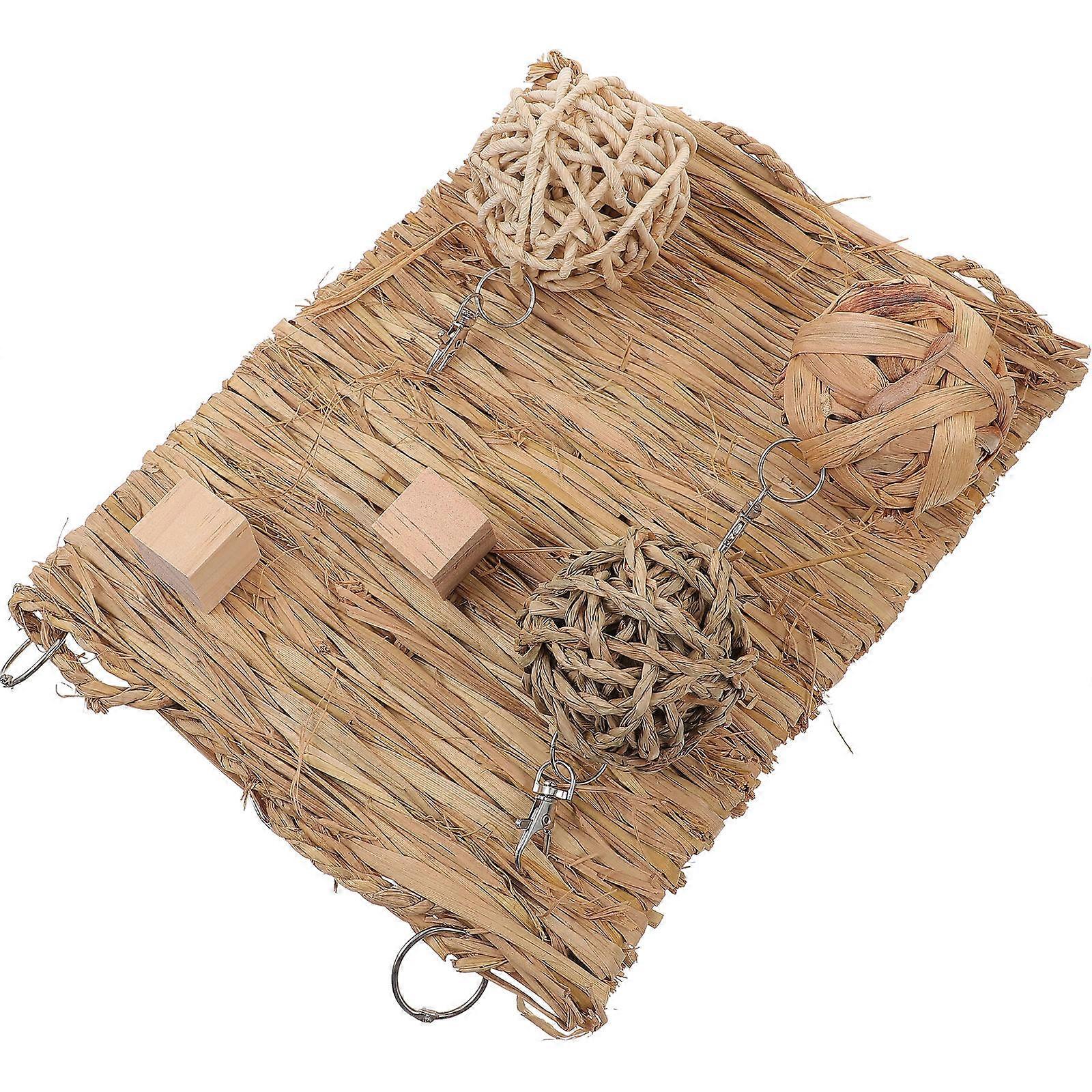 Rabbit Straw Mat Chew Toy Small Animals Brown Straw Material Relieve Boredom 1 Set
