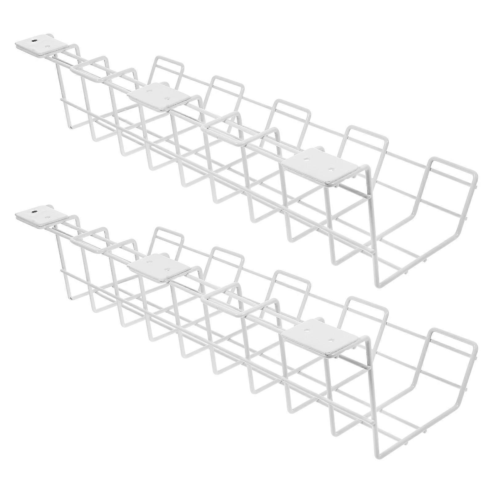 Under Table Cable Management Racks for Home Use Iron White for Cable Management 2Pcs