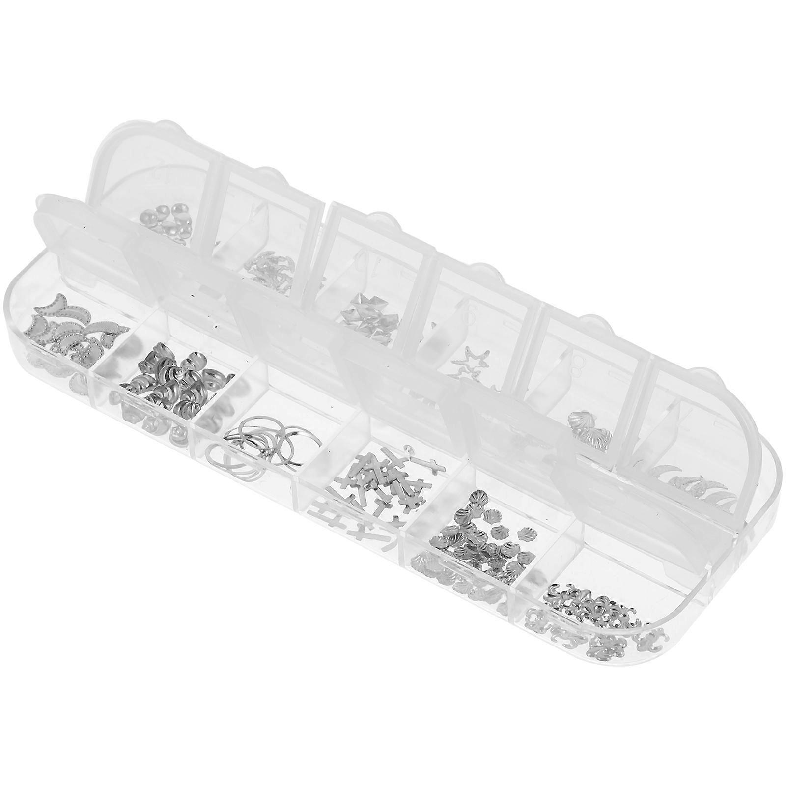 Ornament Alloy Nail Manicure Craft Projects Silver Various Shapes Used for Diy Crafts 3 Boxes