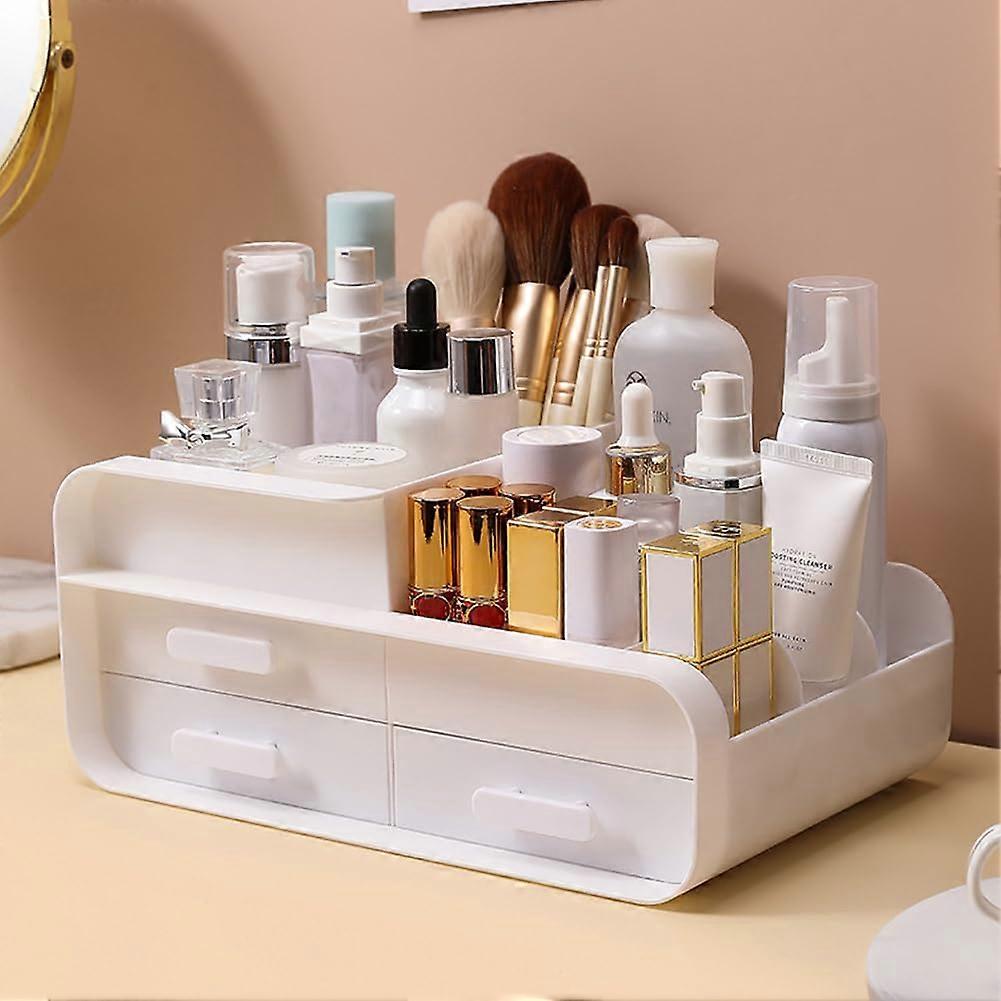 Makeup Organiser with Drawers, Large Space Makeup Organiser for Skincare Cosmetic Storage for Dresser, Bedroom, Bathroom, White