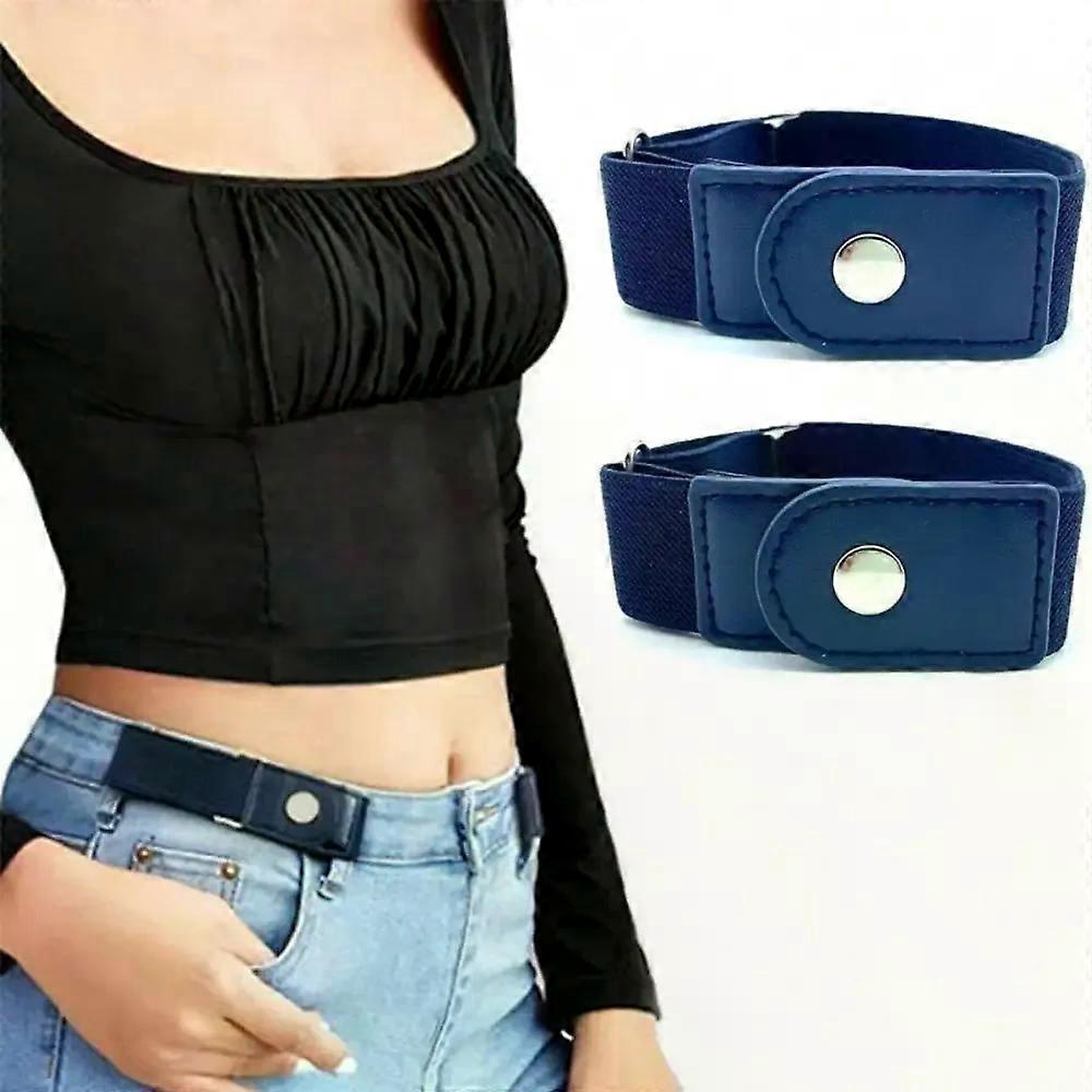 2pcs/set No Buckle Elastic Belt For Women Men Unisex Stretch Belt For Pants Jeans Casual Buckle Free Adjustable Invisible Belt