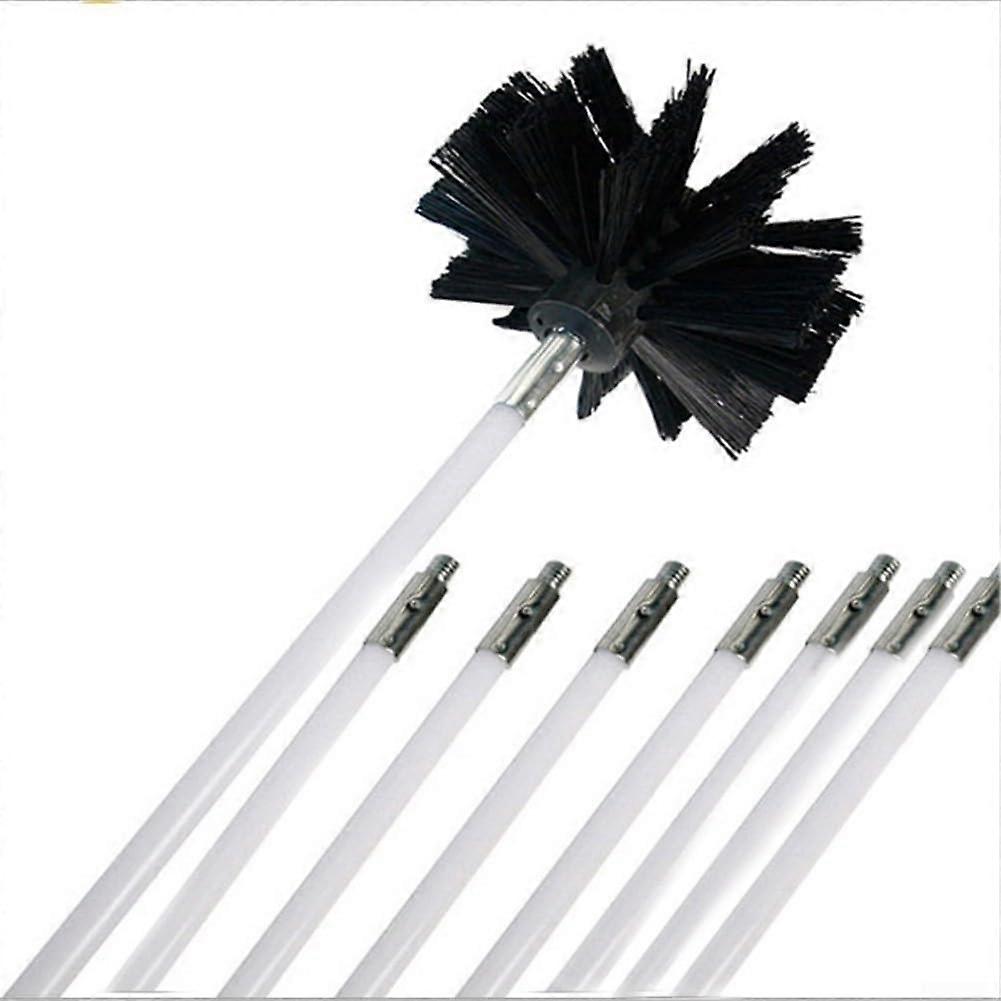 Chimney Cleaning Brush Kit With 1 Brush Head And 8 Flexible Rods