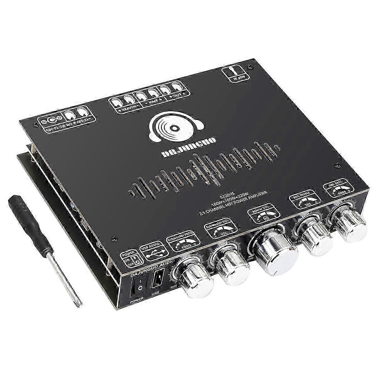 S220HS Bluetooth Amplifier Board with TDA7498E Chip. 2.1 Channel, 160Wx2 + 220W Peak Power, 12V-38V Audio Amplifier