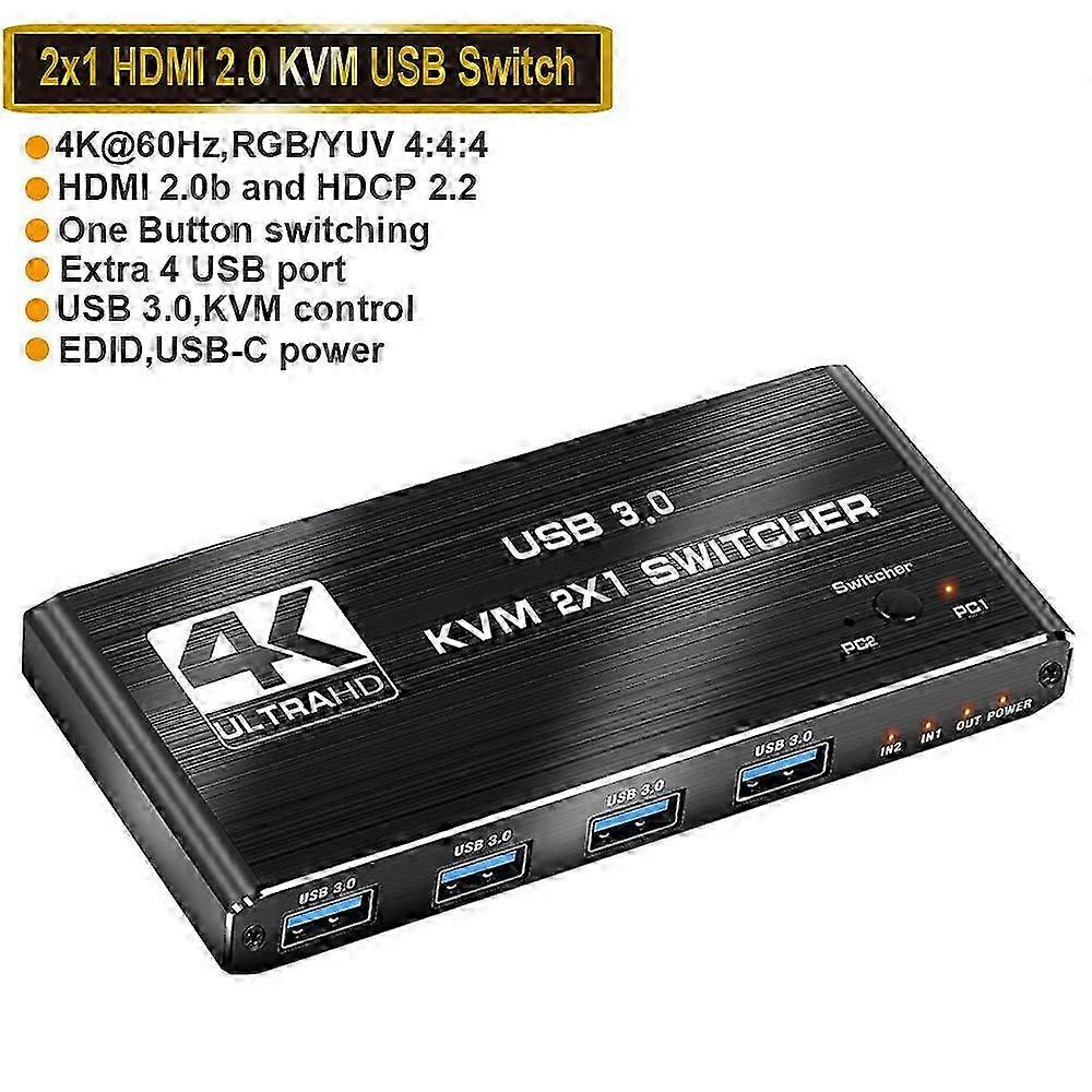 2x2 HDMI KVM-Switch 4K 60Hz Dual-Monitor KVM HDMI Extended Display USB KVM-Switcher 2 Eingänge 2 Ausgänge für 2 Computer teilen sich 2 Monitore 2025