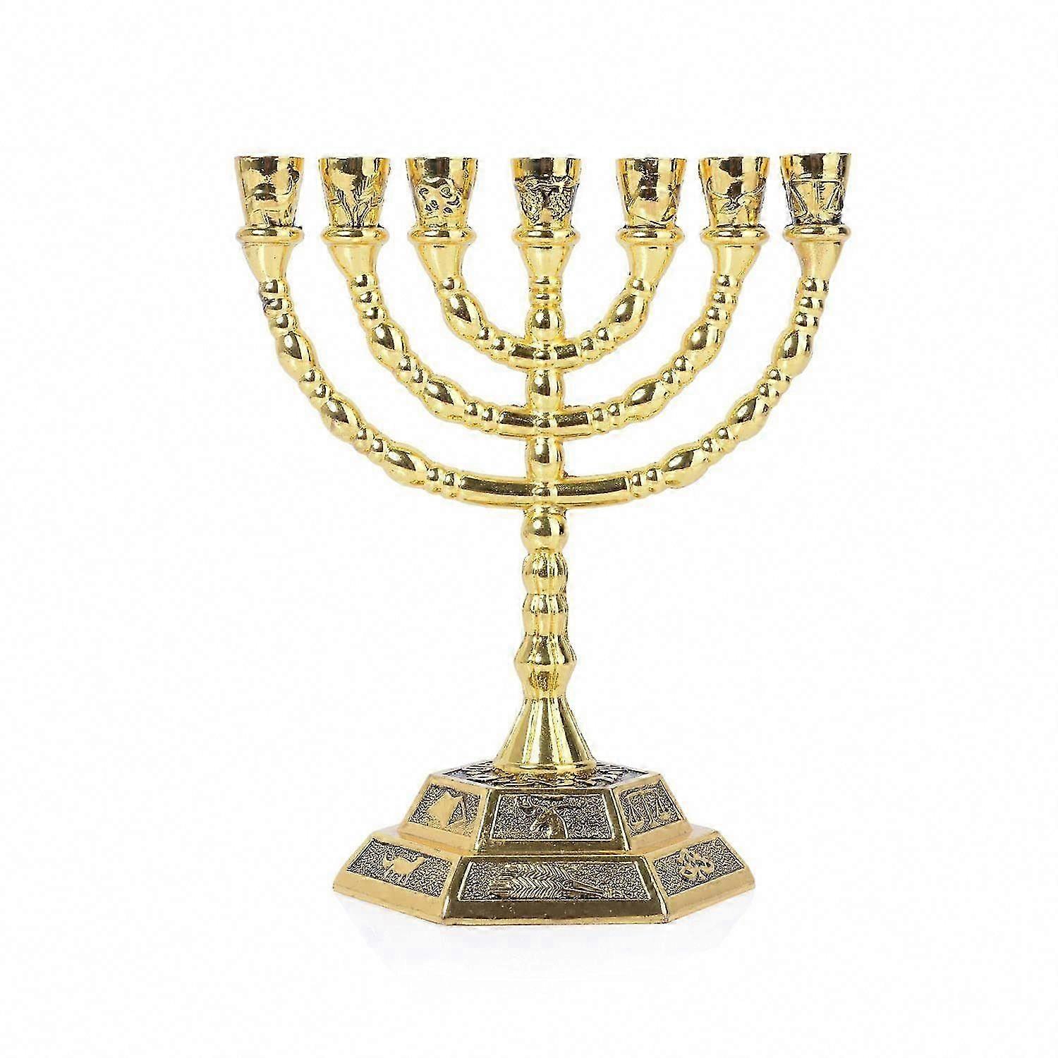 7 gren Menorah lysestake for tempel religiøse metall Menorah lysestaker